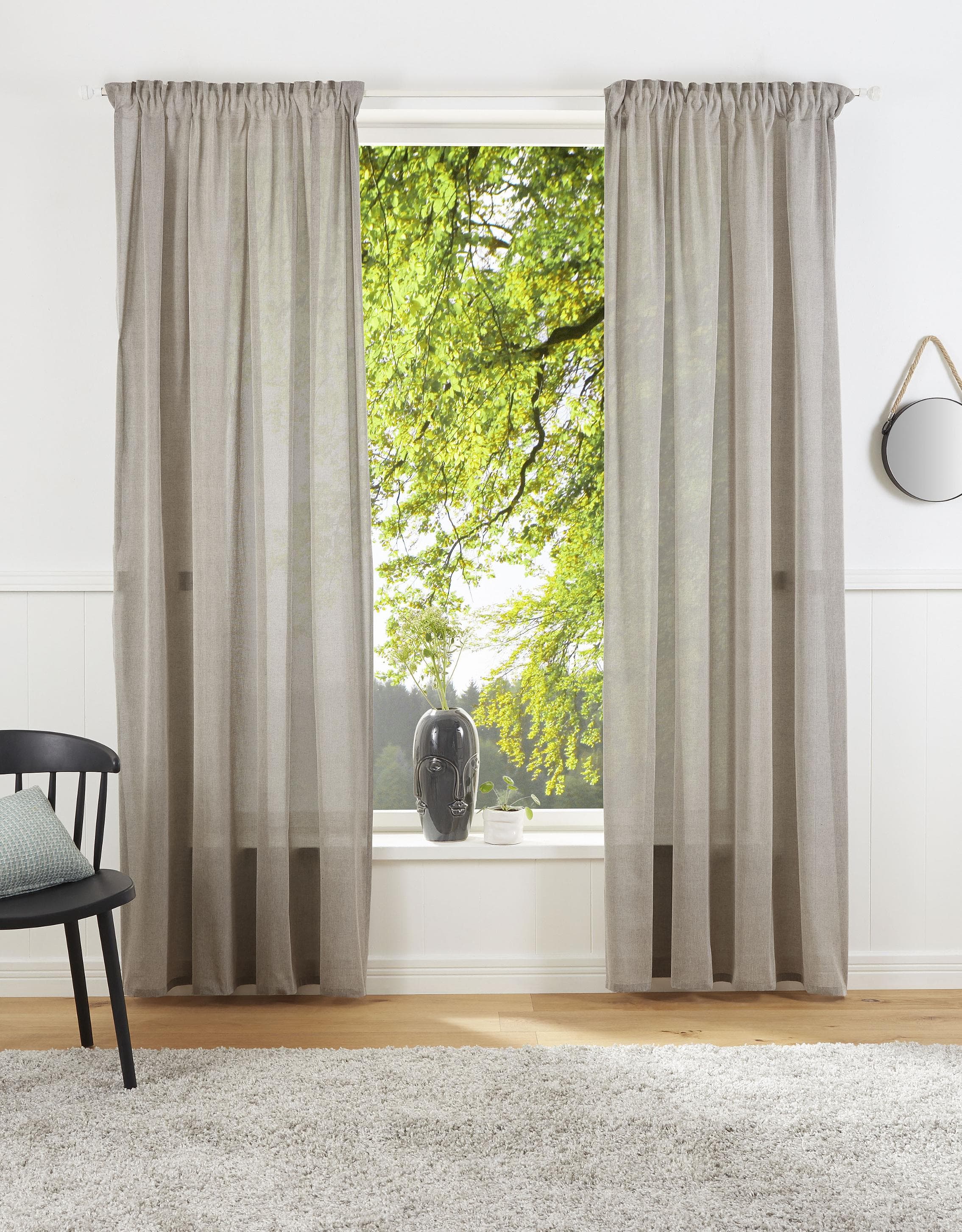 Vorhang Lanea Grau Leinenoptik 135x245 cm LeGer Home by Lena Gercke