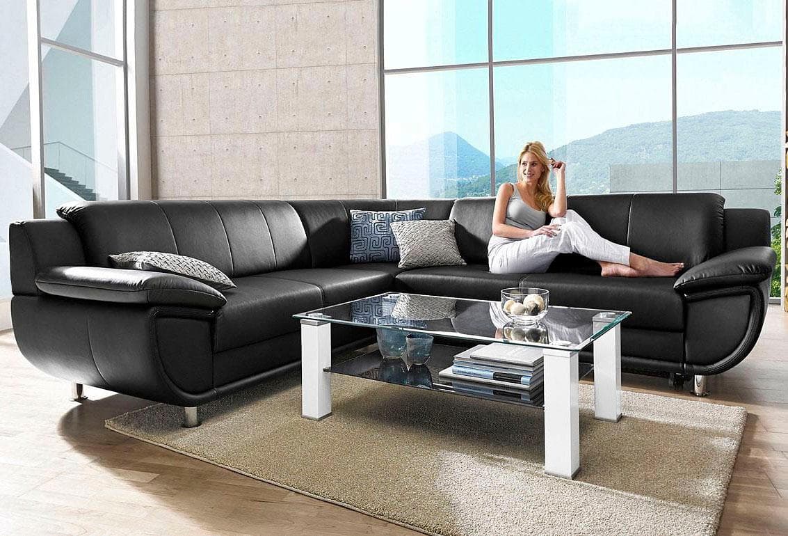 Ecksofa TRENDMANUFAKTUR Rondo mit Schlaffunktion und breiten Armlehnen