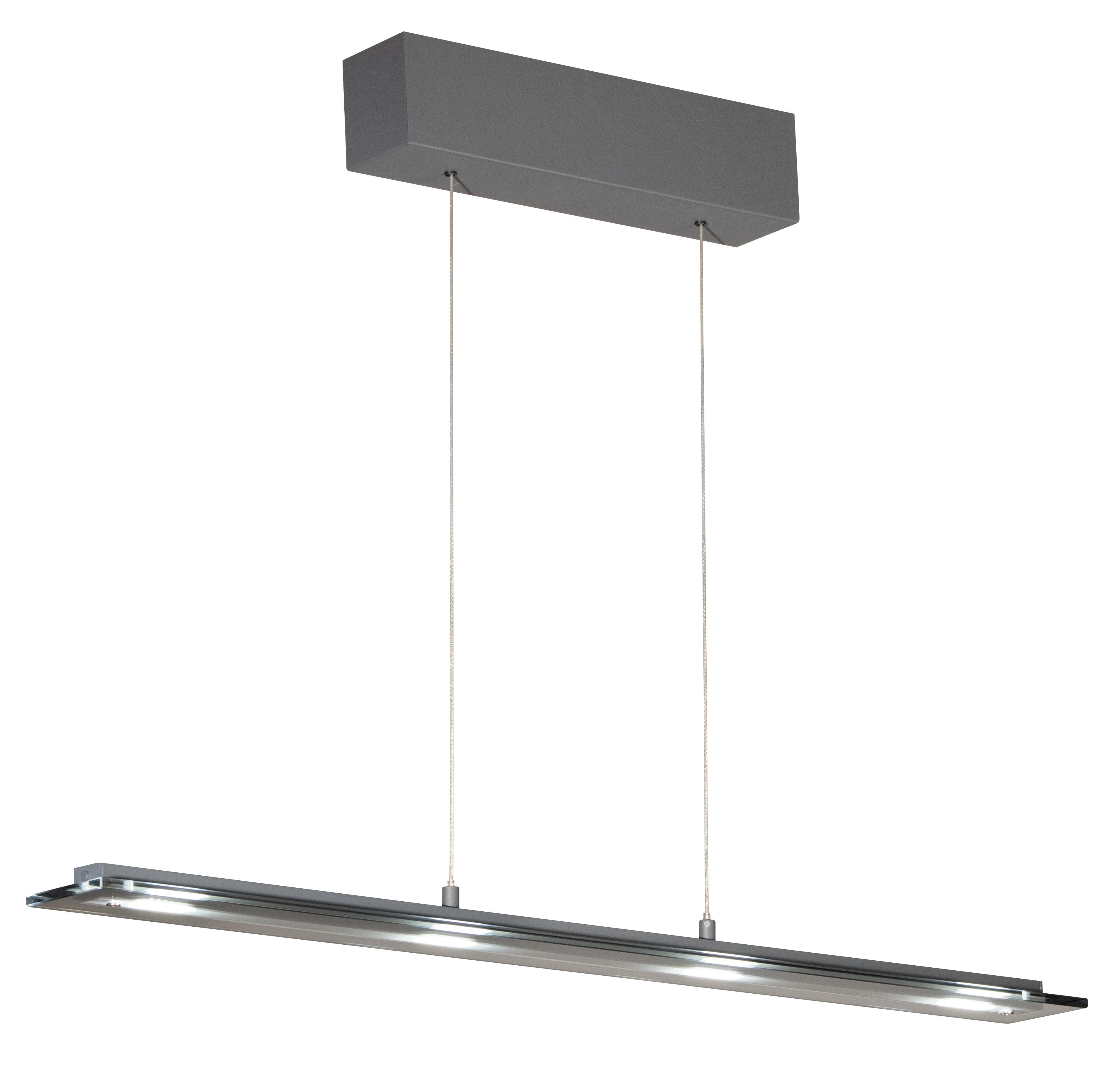 Fischer und Honsel LED-Hängelampe Torvi, 88 cm, Grau Metall/Glas