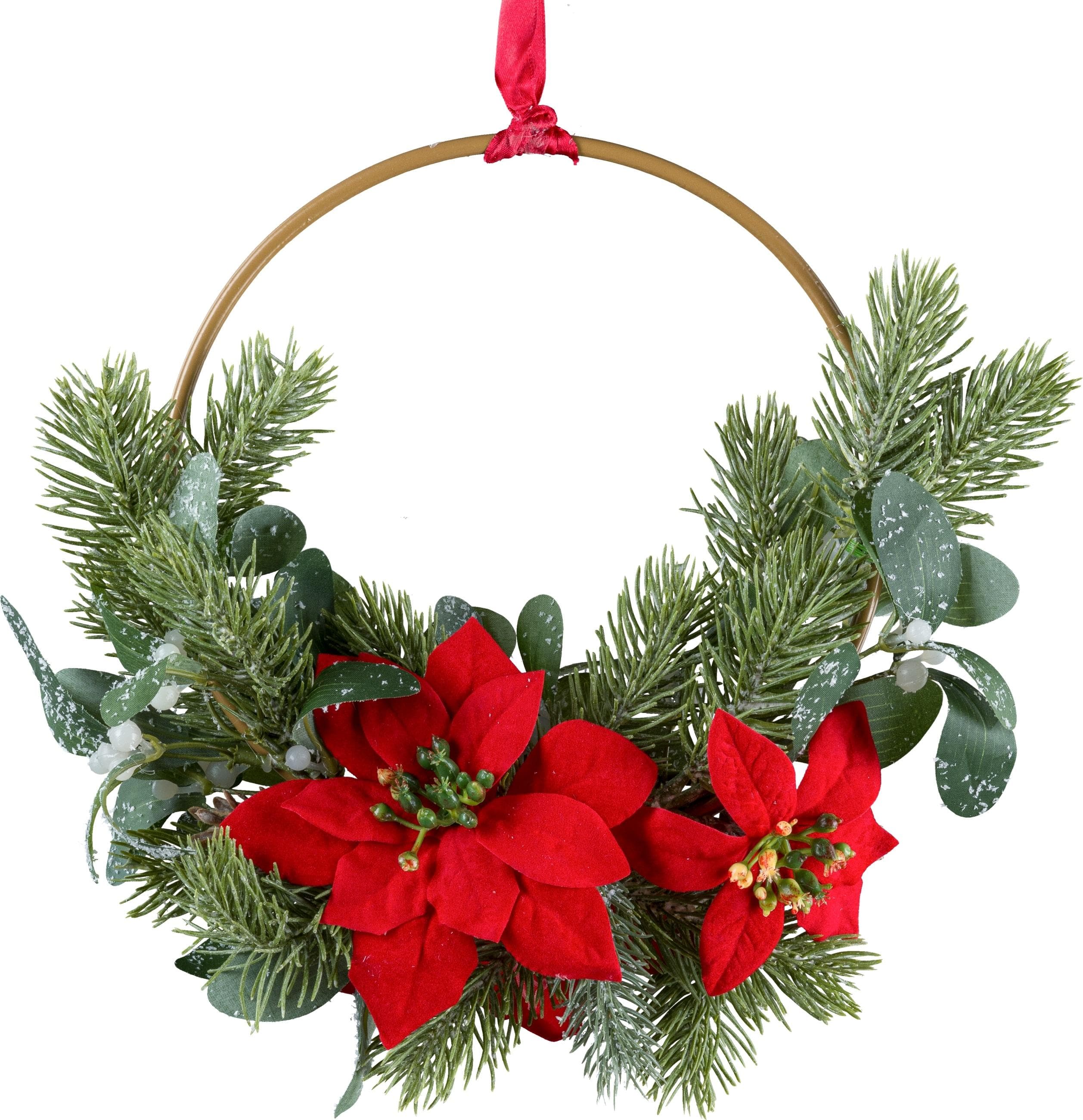 Creativ Green Weihnachtsstern-Kranz Rot 26cm Kunststoff