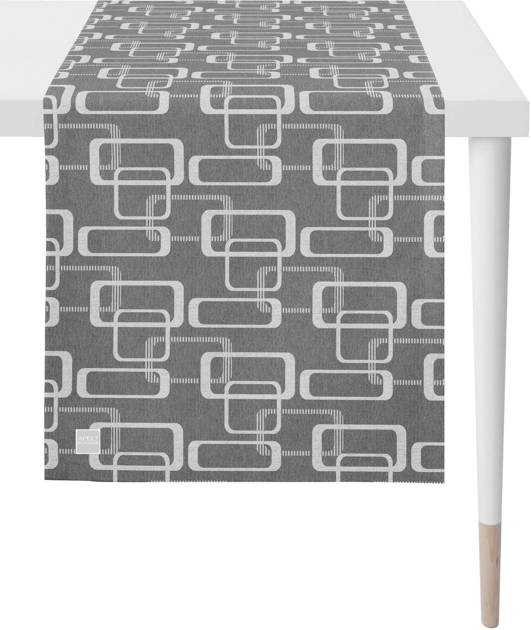 Tischläufer Apelt 3966 Outdoor Grau/Weiß Polyester Jacquardgewebe