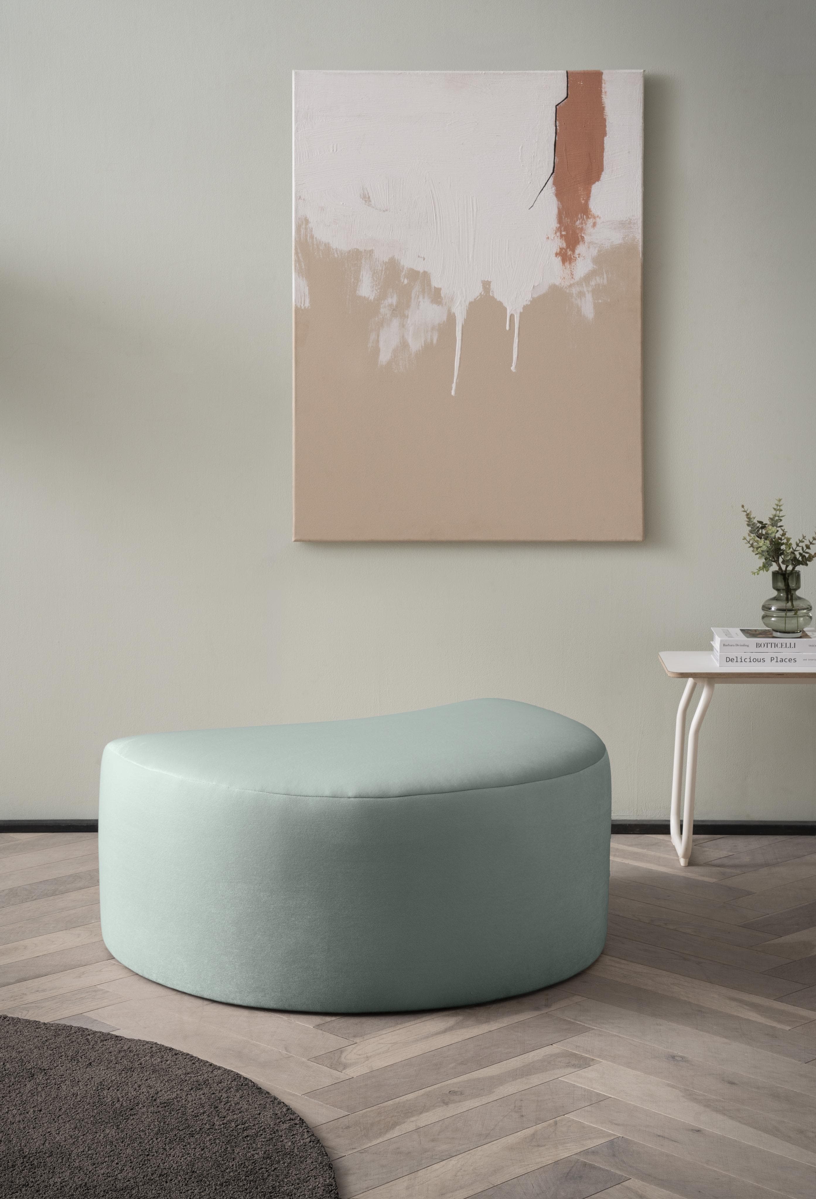 LeGer Home Hocker Isalie Grüngrau Samtoptik Polsterhocker
