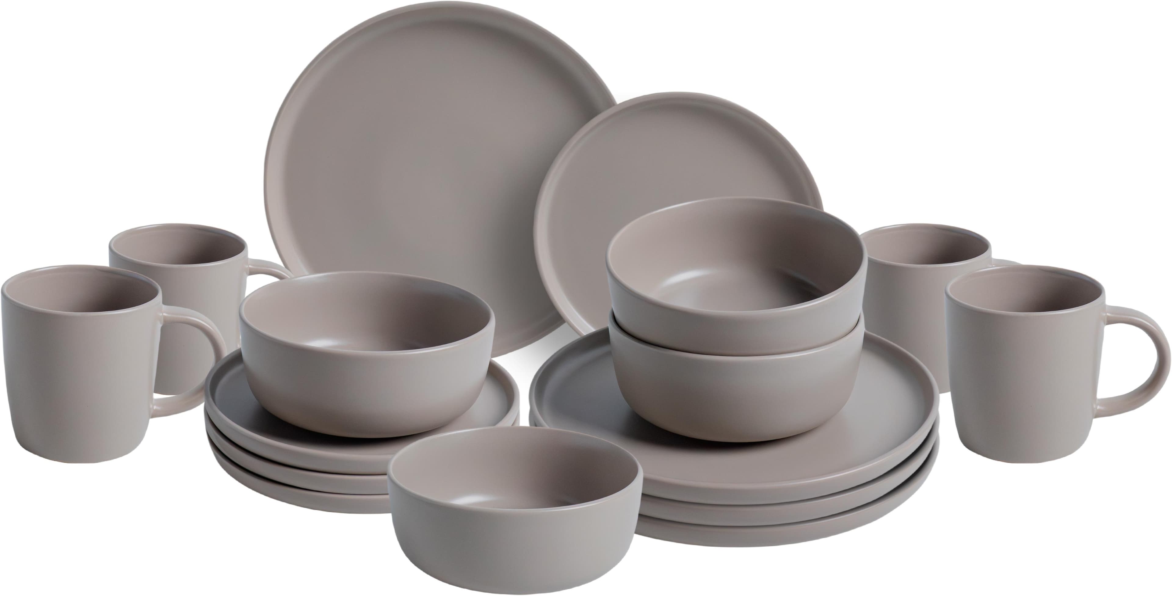 VAN WELL Kombiservice Grigio 16-teilig Steingut taupe