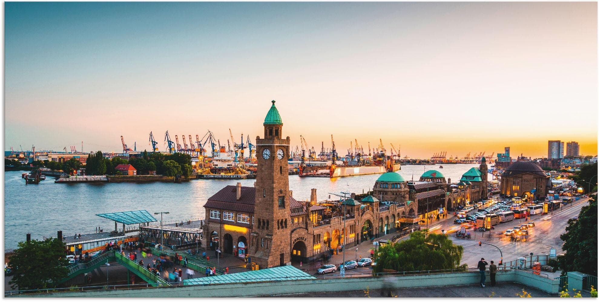 ARTLAND Wandbild Hamburg Hafen Querformat 150x75 cm