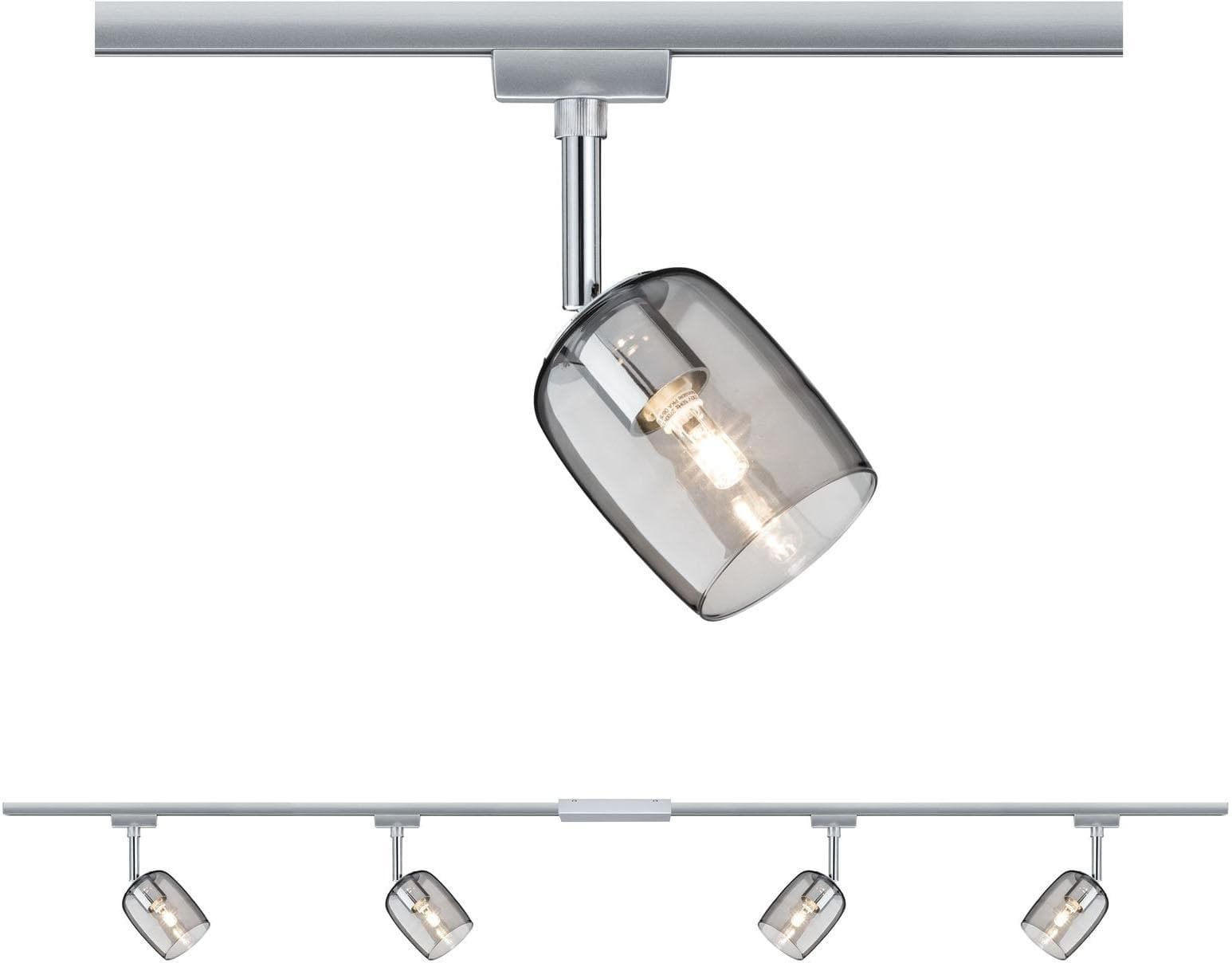 Paulmann URail Blossom Basisset Chrom Glas Rauchgrau