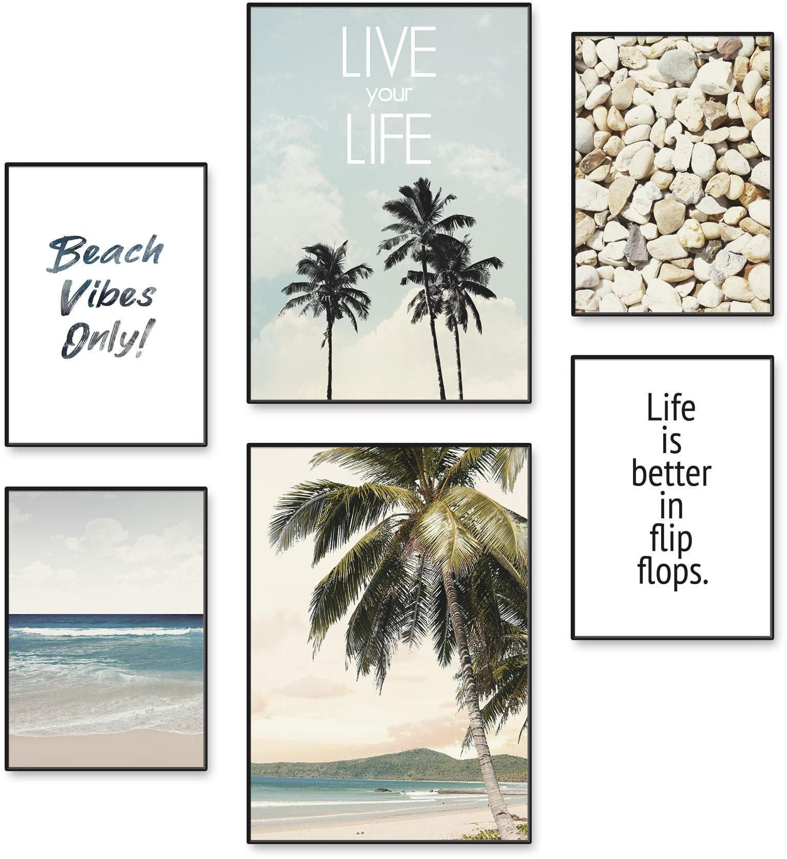 ARTLAND Poster Set 6tlg. Strandleben unter Palmen Beige