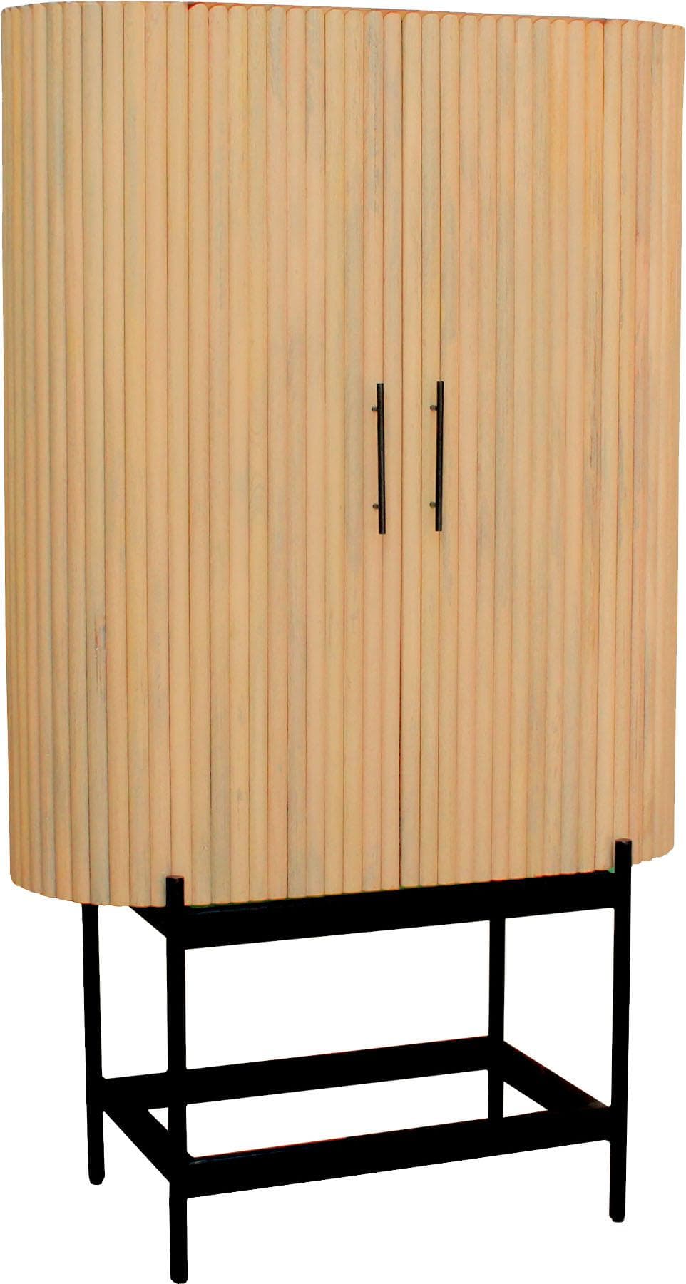 SIT Mehrzweckschrank Retro-Lamellen Design Mangoholz Beige Schwarz