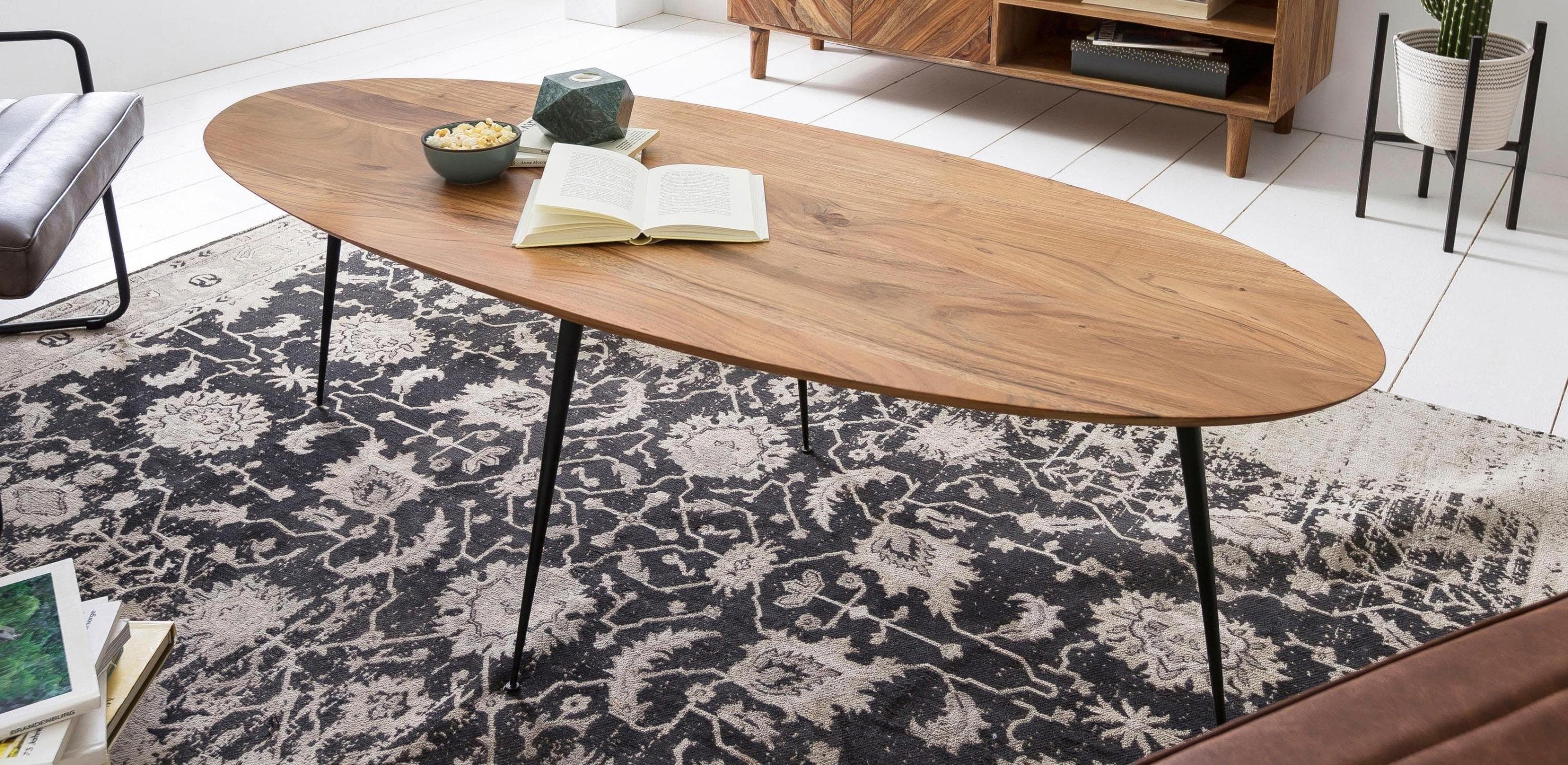 SIT Couchtisch This&That Oval Schwarz Natur Massivholz