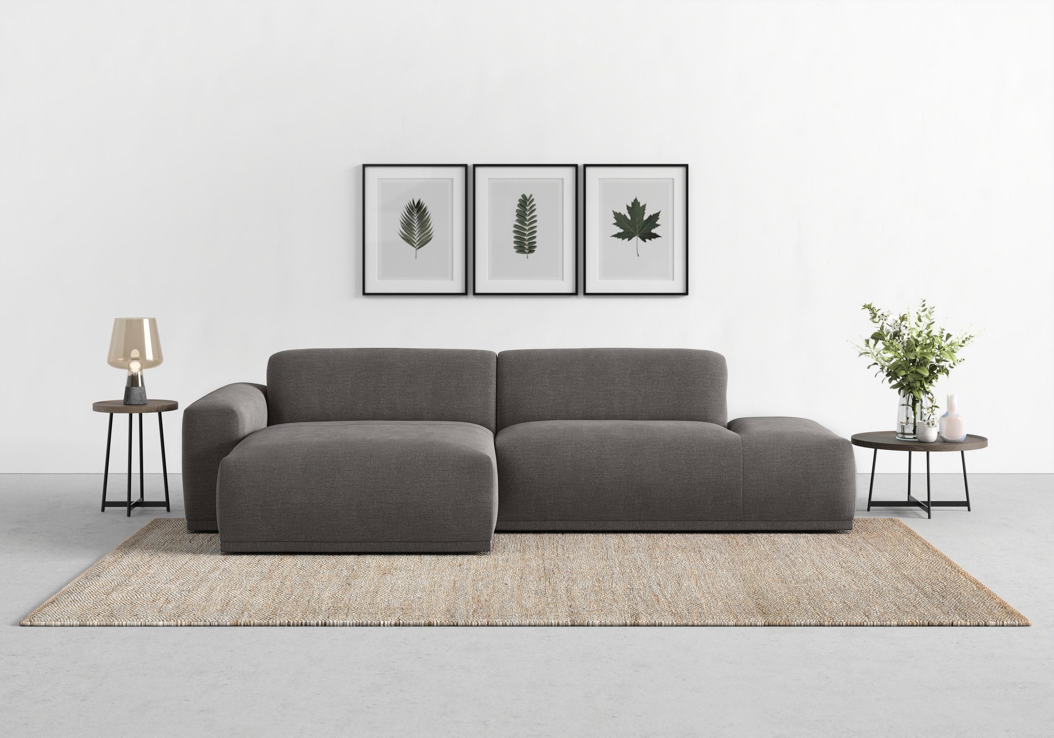 TRENDMANUFAKTUR Ecksofa Braga Grau L-Form mit Recamiere