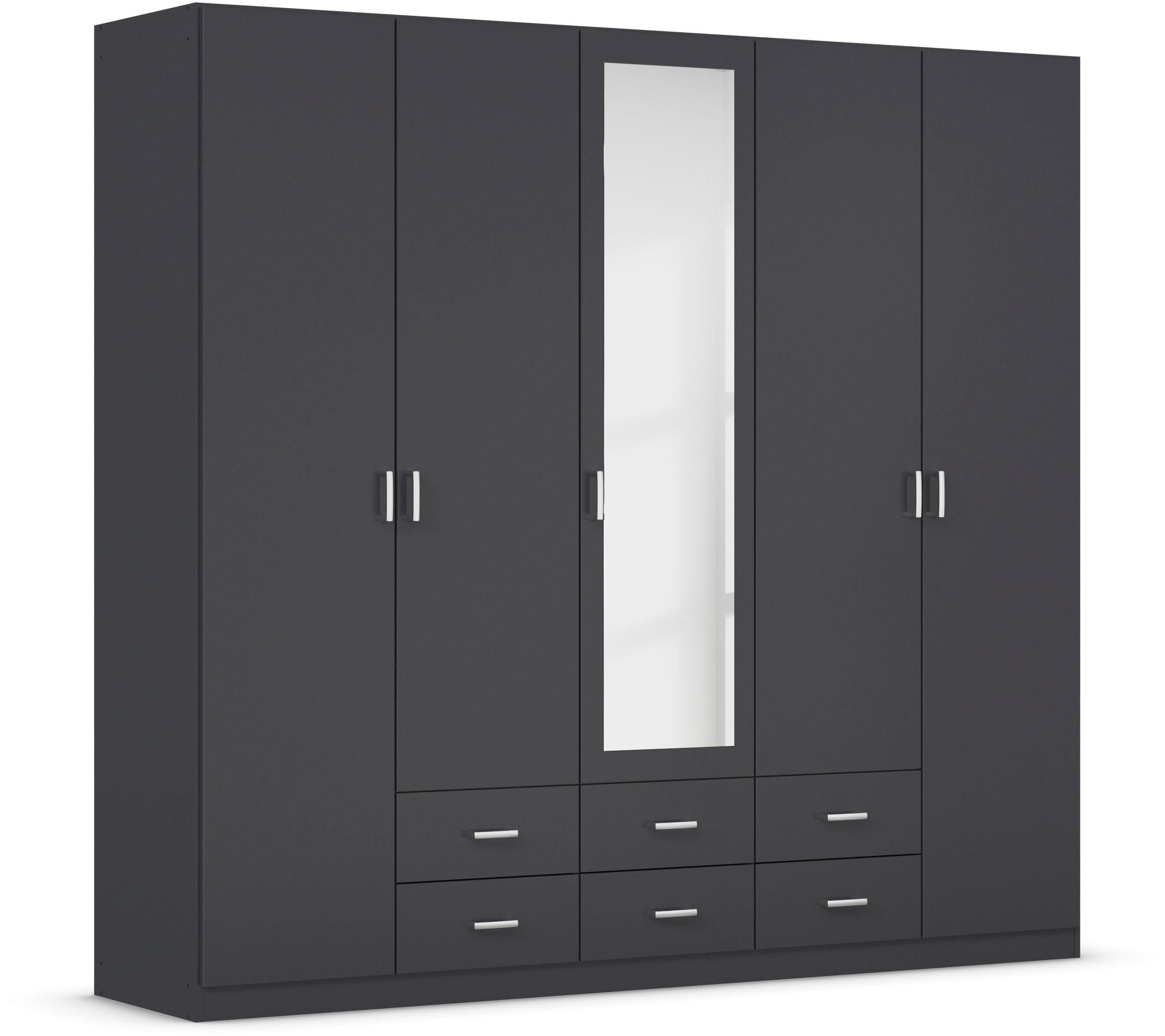 Rauch Kleiderschrank Gamma Grau Metallgriff Spiegel