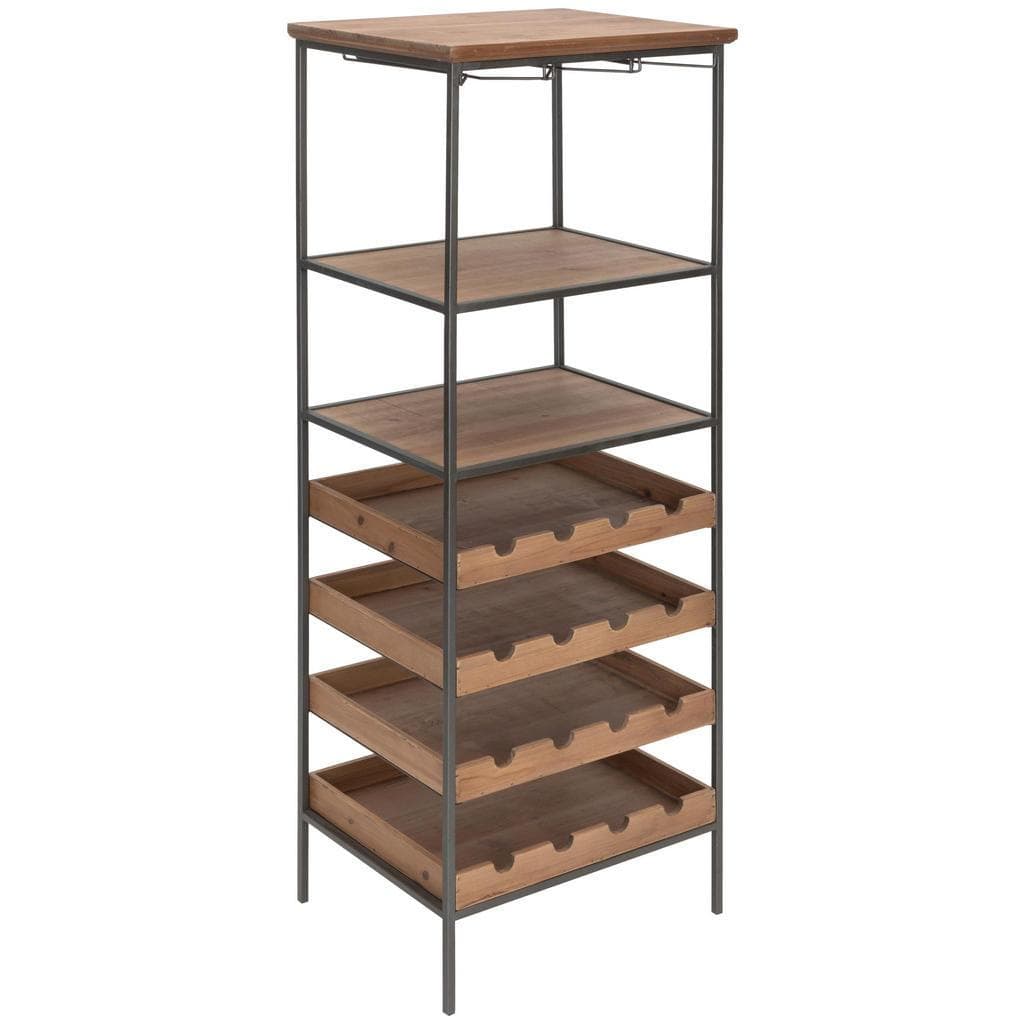Livetastic Weinregal Natur Schwarz Massivholz 6 Fächer