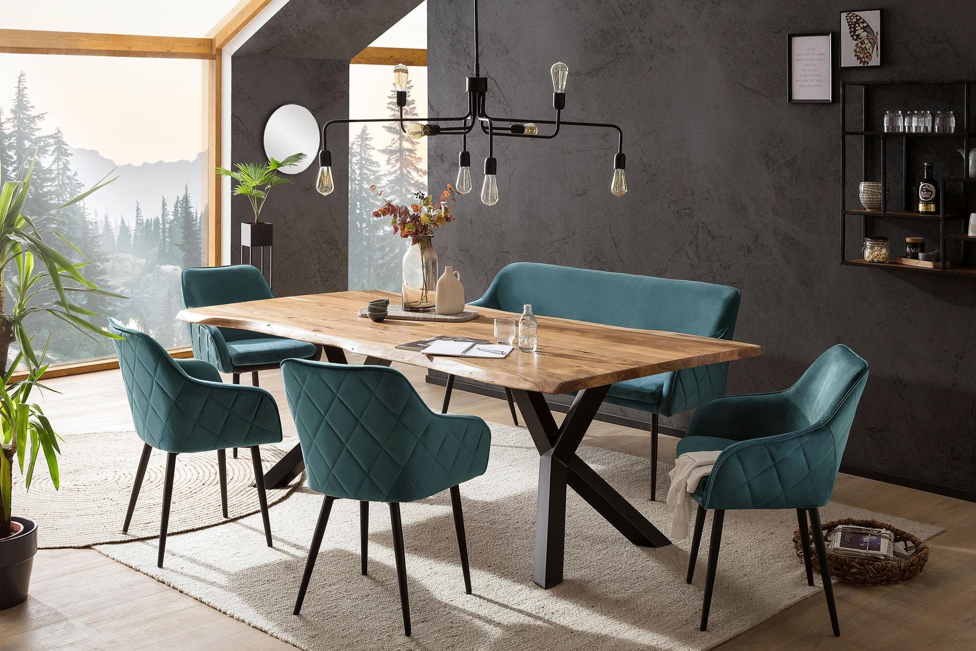 SALESFEVER Eckbankgruppe Landhausstil Tannengrün Akazie