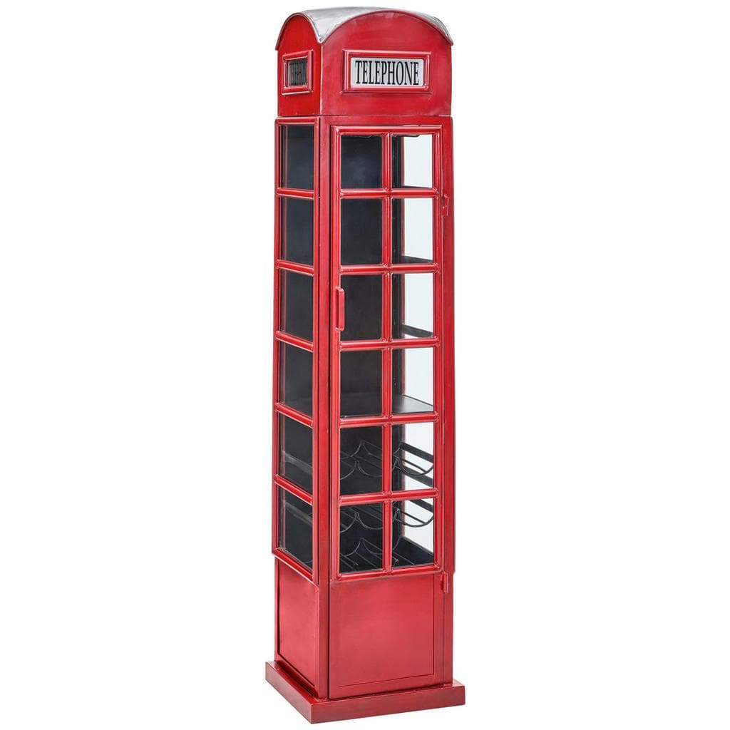 Milino Barschrank Rot Schwarz Metall Telefonzelle Used Look