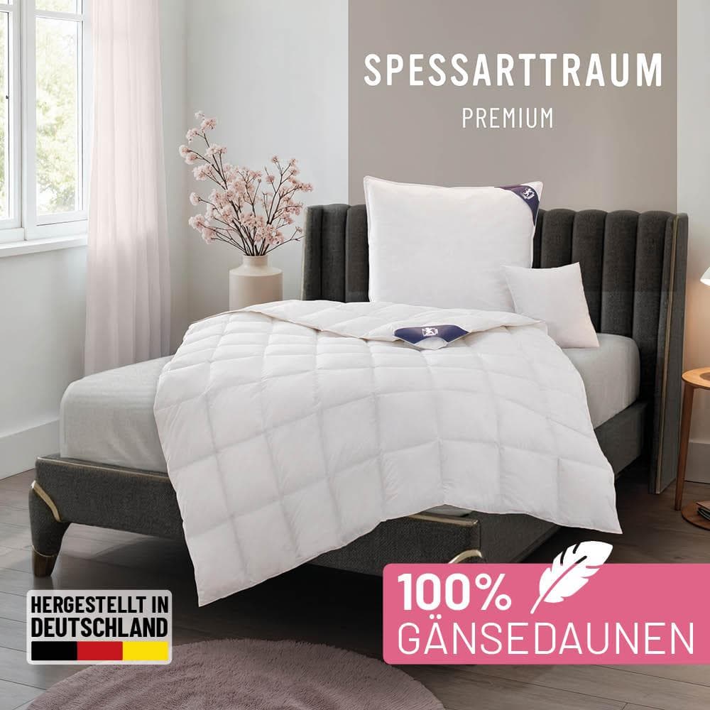 Spessarttraum Gänsedaunenbettdecke Premium Weiss 100% Baumwolle