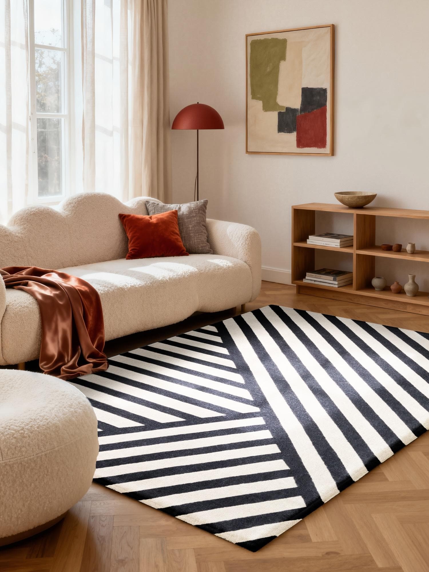 Wollteppich ELLE DECORATION Noir Schwarz Weiß Handgewebt