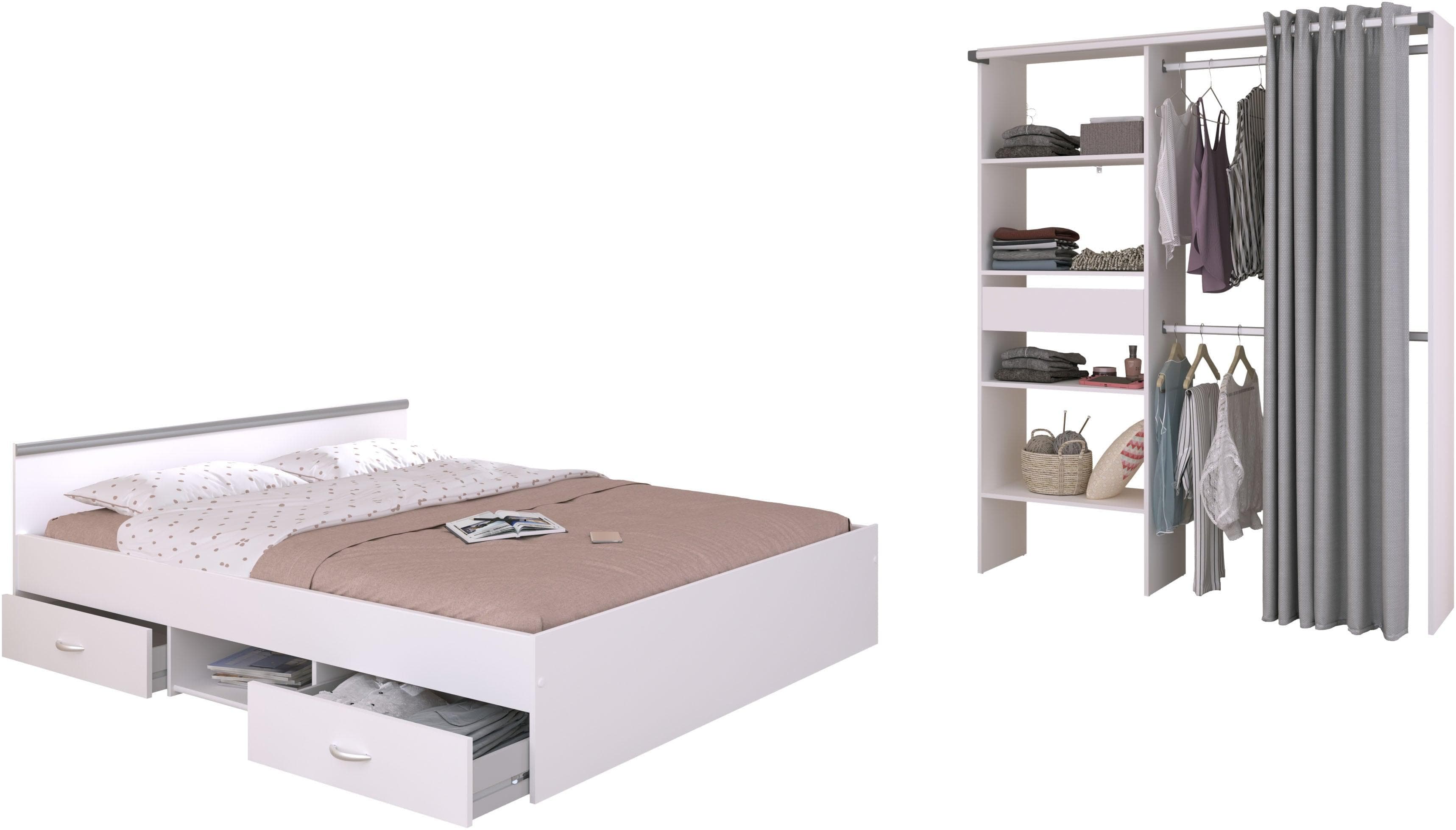 Parisot Jugendzimmer-Set Mega 13 Weiß Stauraumbett Schrank