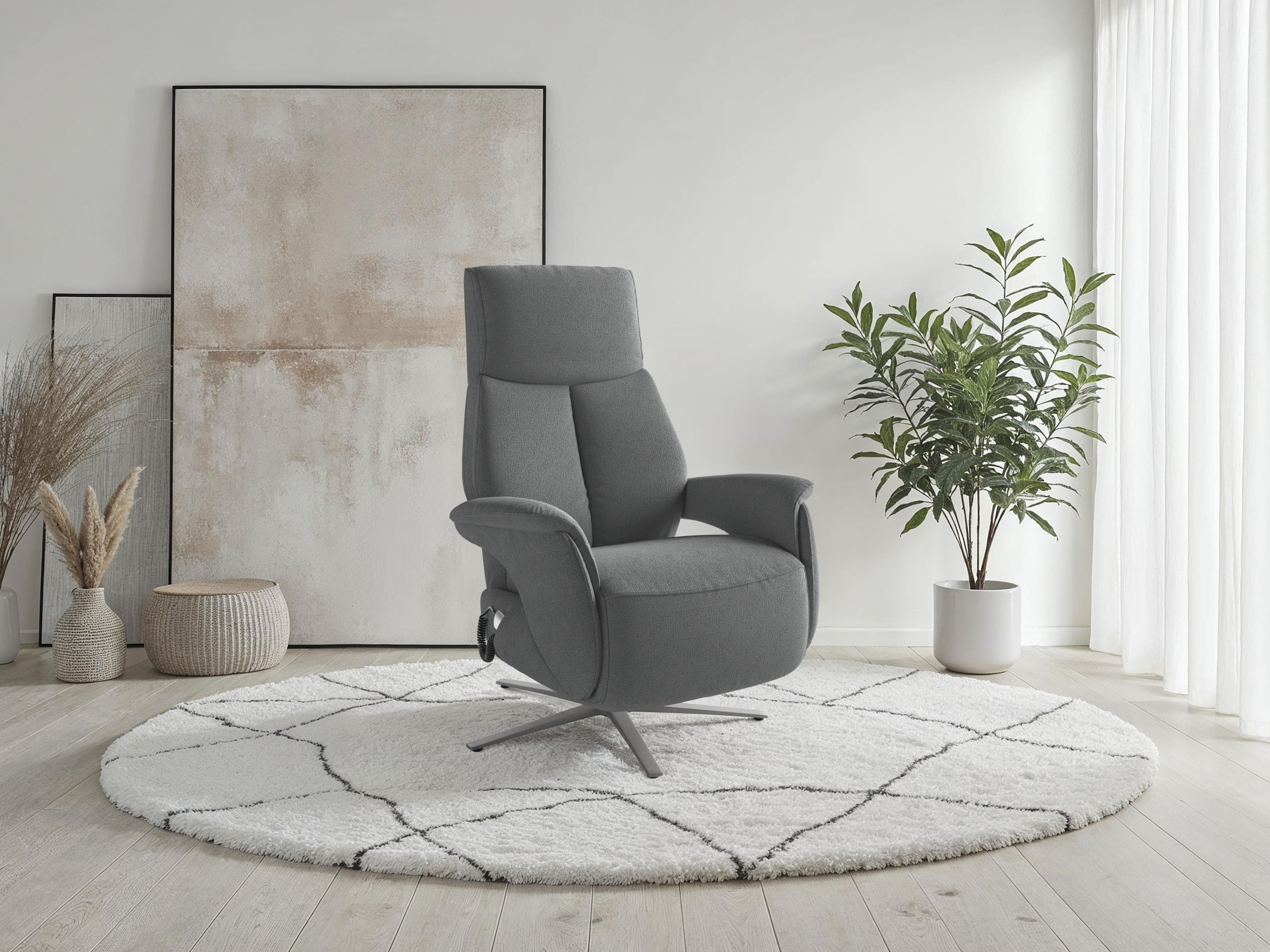 SIT & MORE TV Lazy Sessel Grau Elektrisch Verstellbar mit Akku