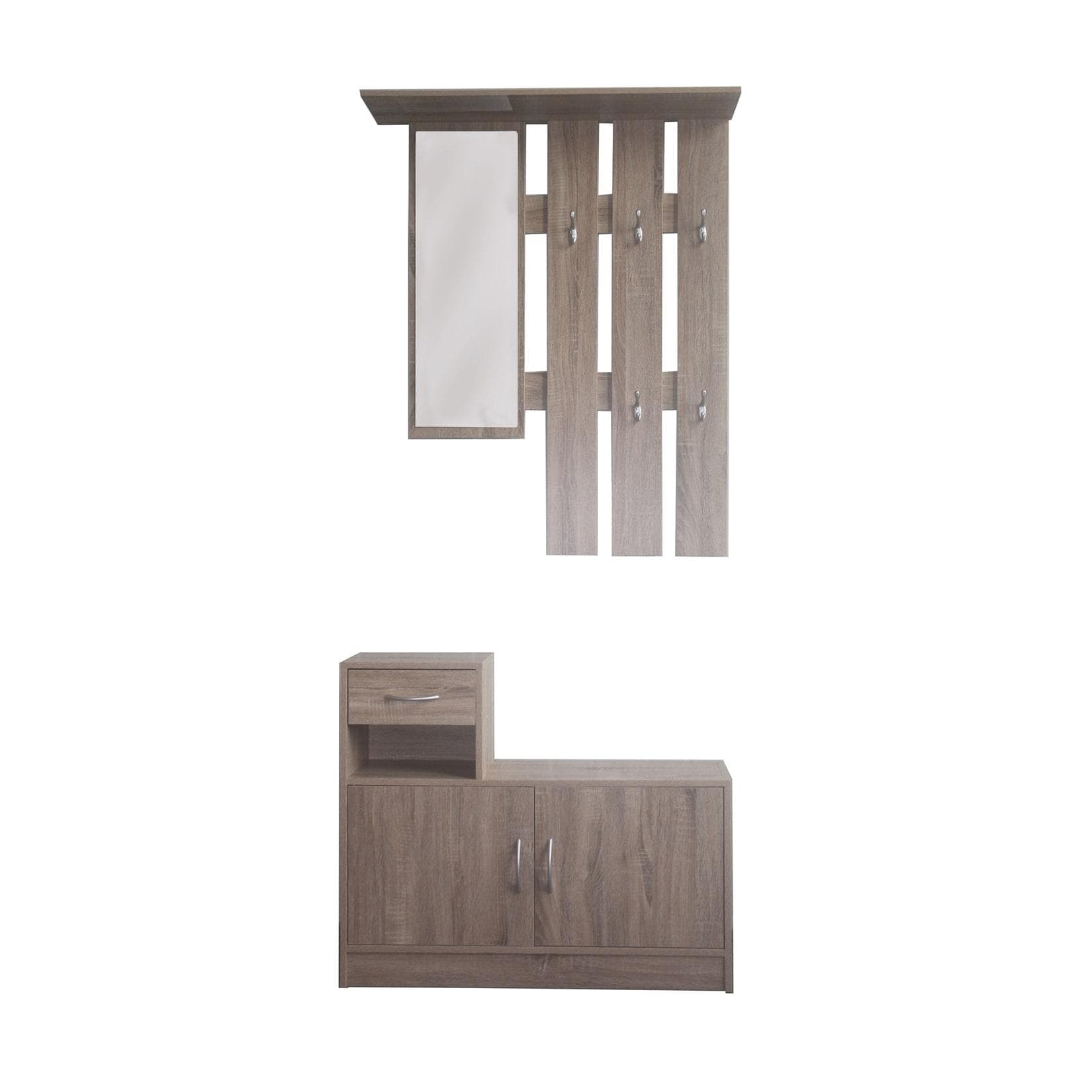 HTI-Living Garderobe Thekla Set mit Spiegel und Schuhschrank Sonoma