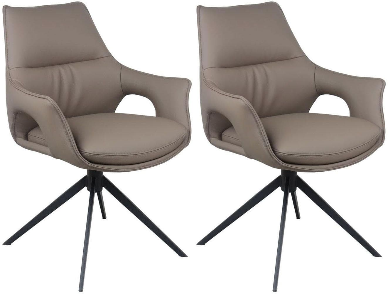 HOME AFFAIRE Sienna Drehstuhl 2er Set Grau Schwarz Echtleder