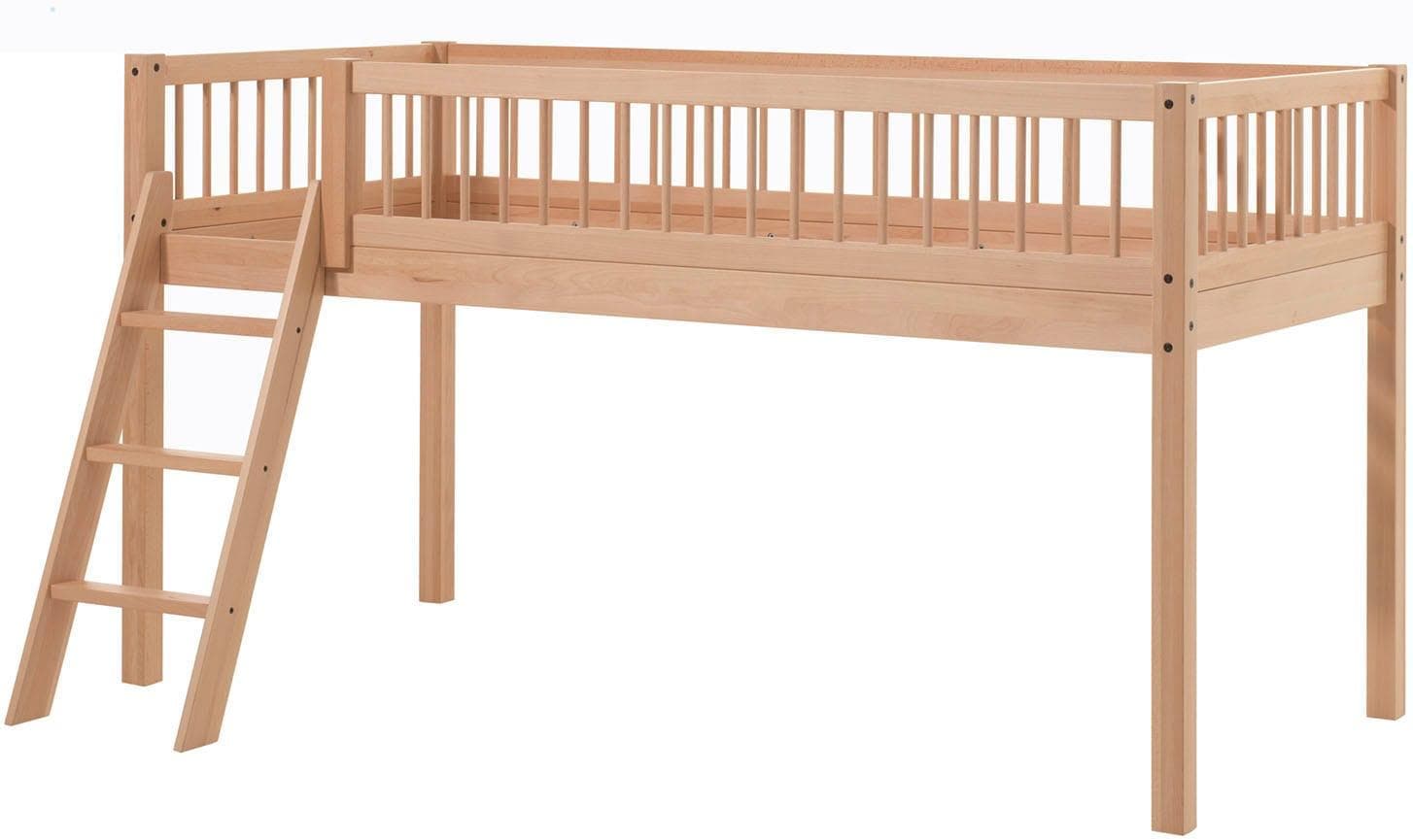 VIPACK Spielbett Forrest halbhoch Buche massiv mit Leiter