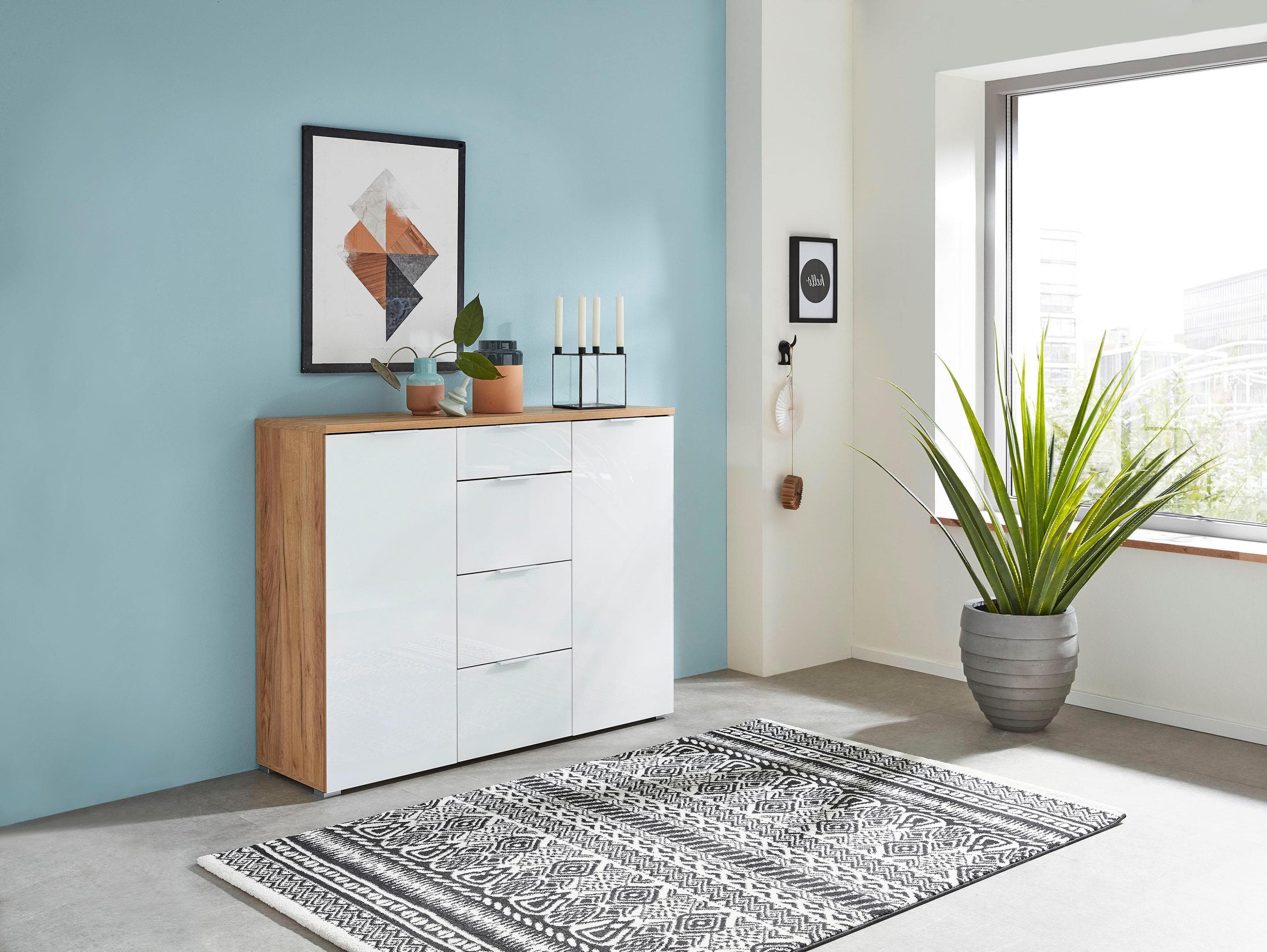 Germania Sideboard GW-Telde Weiß Eiche Glas Soft-Close