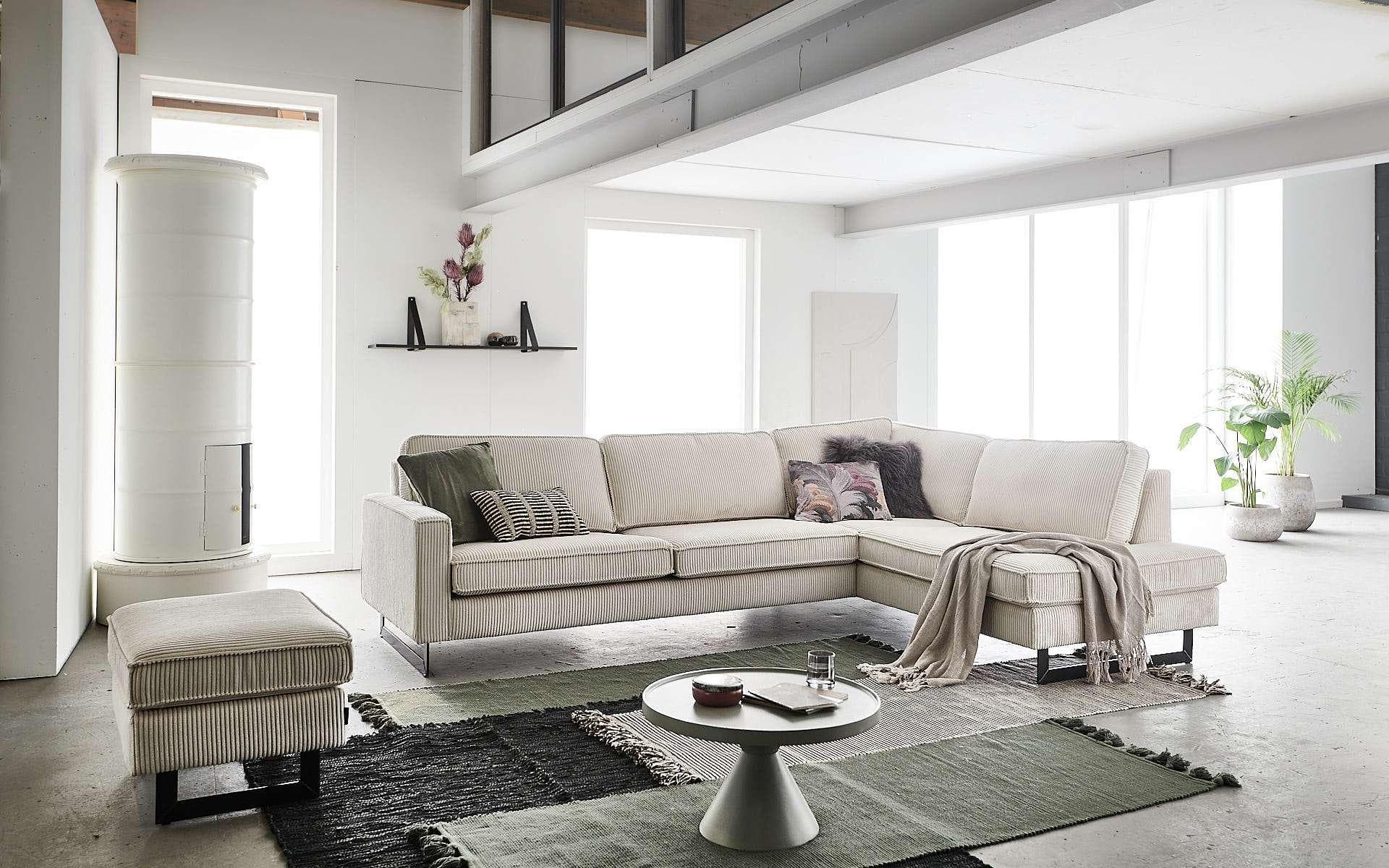 HOME AFFAIRE Ecksofa Pinto Beige Cord mit Chaiselongue