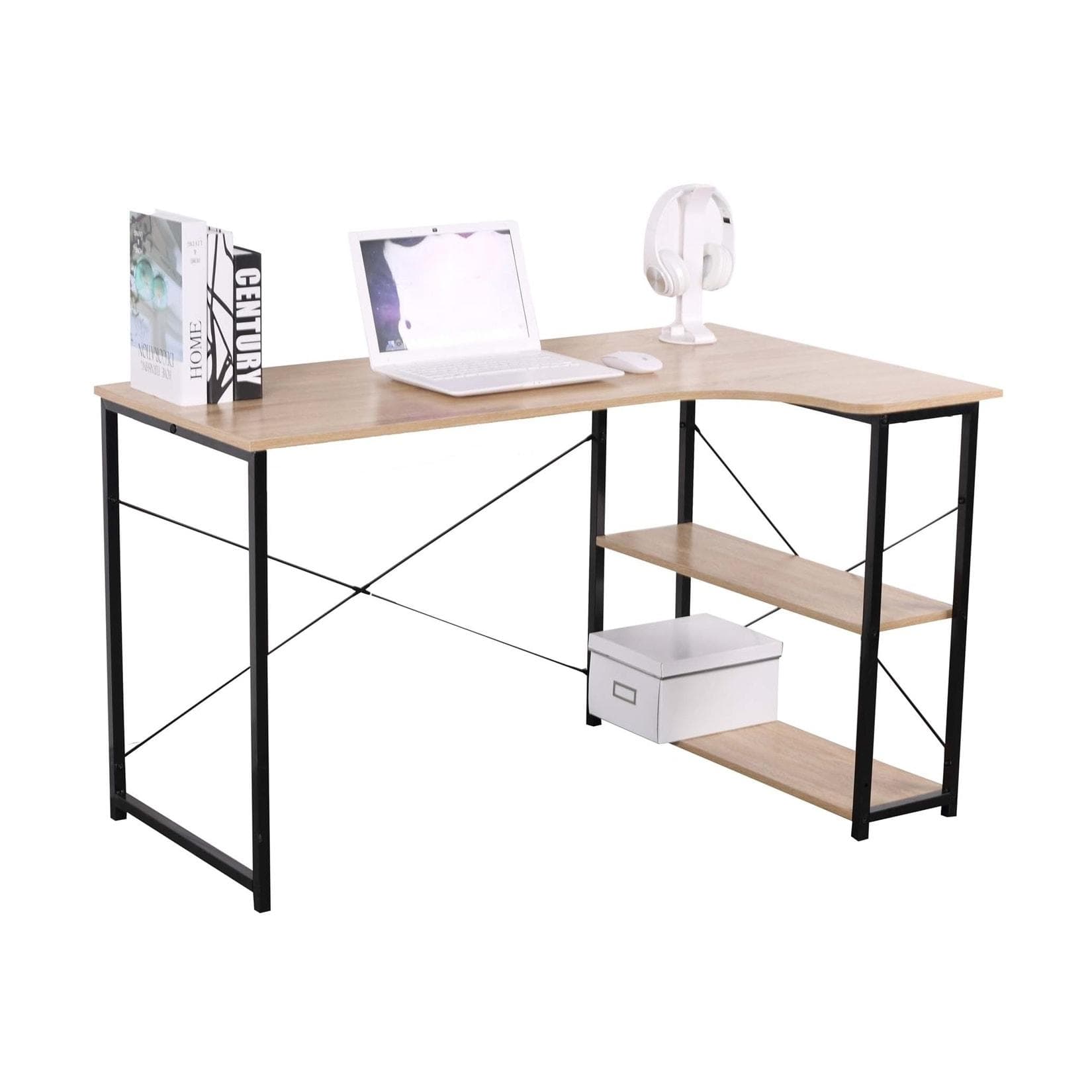 HTI-Line Eckschreibtisch Mona Moderner Computertisch mit Regalen