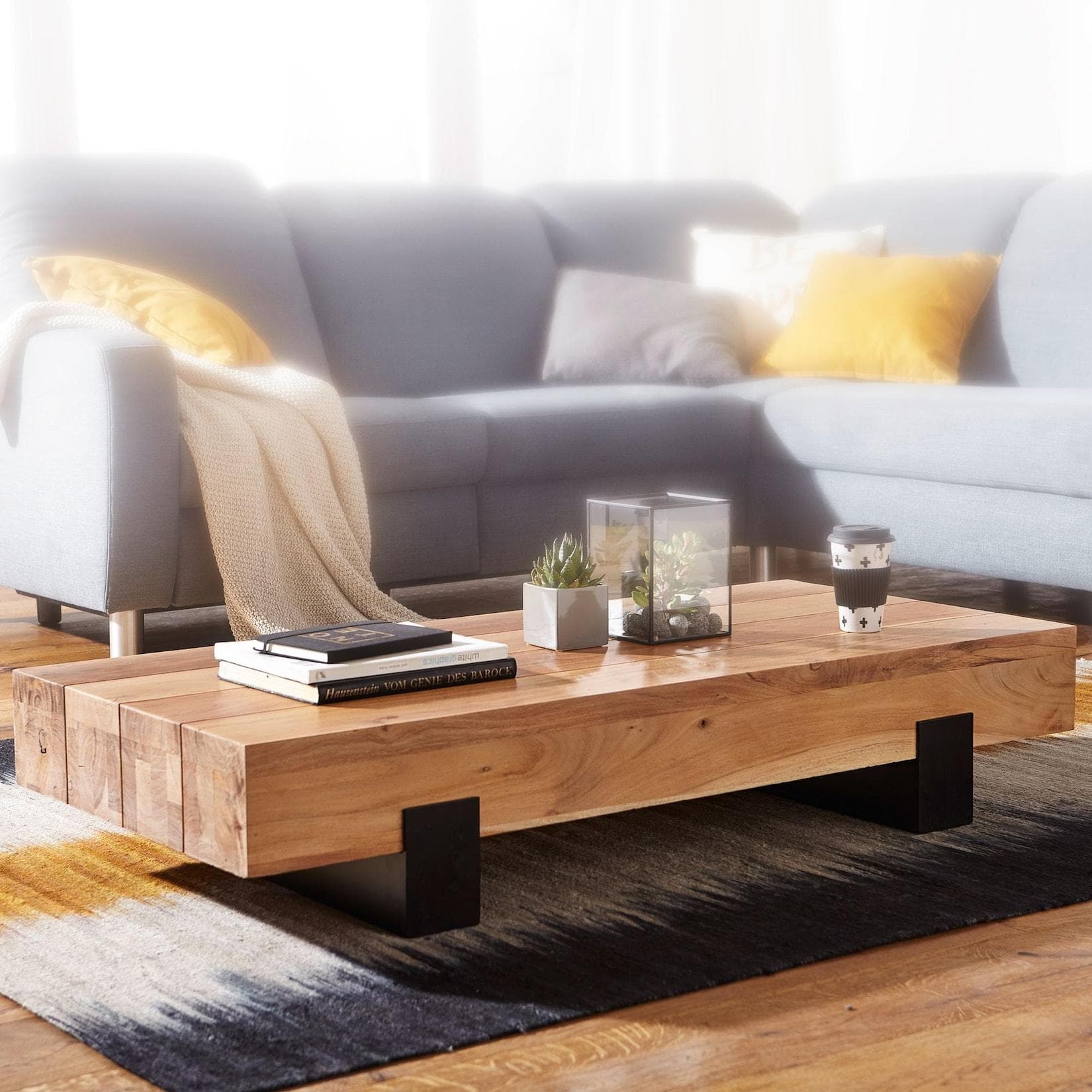 FineBuy Couchtisch Wohnzimmertisch Vollholz Sofatisch Massiv