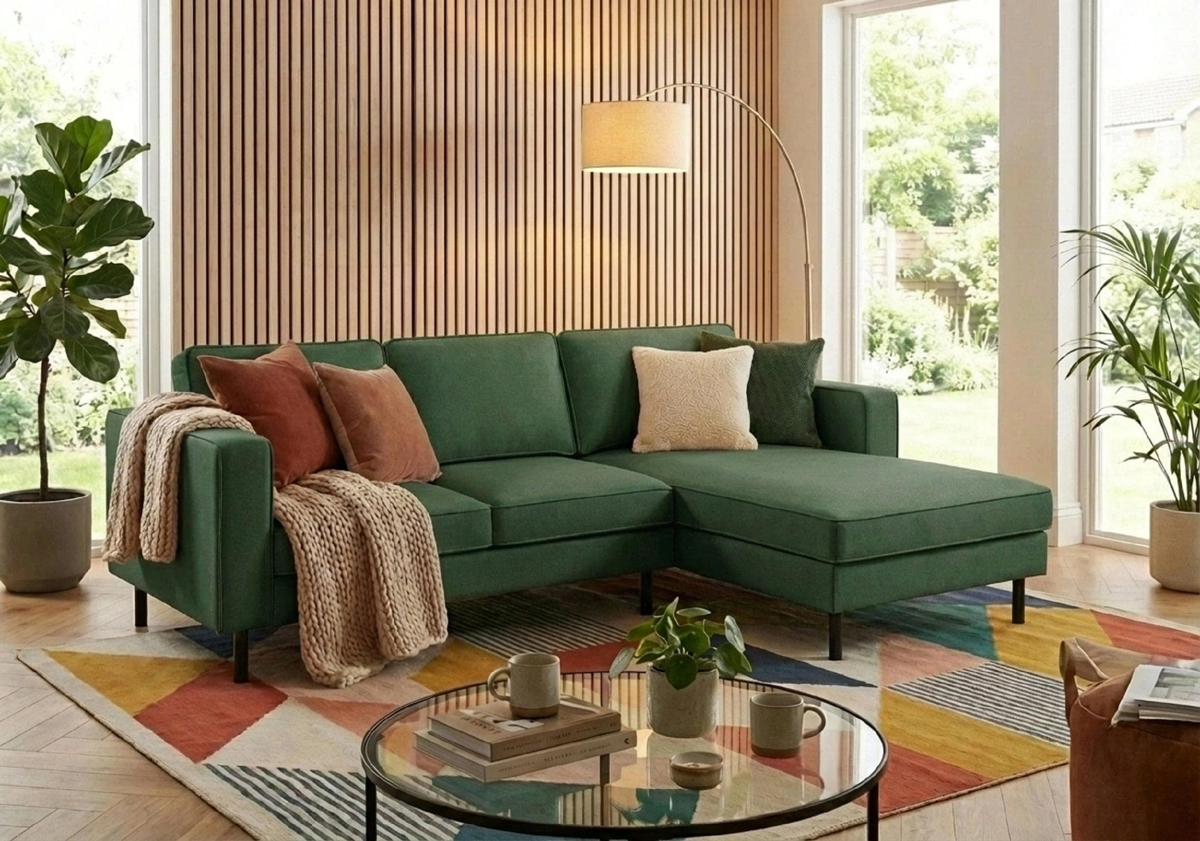 TRENDMANUFAKTUR Watkins Ecksofa mit Schlaffunktion dunkel grün