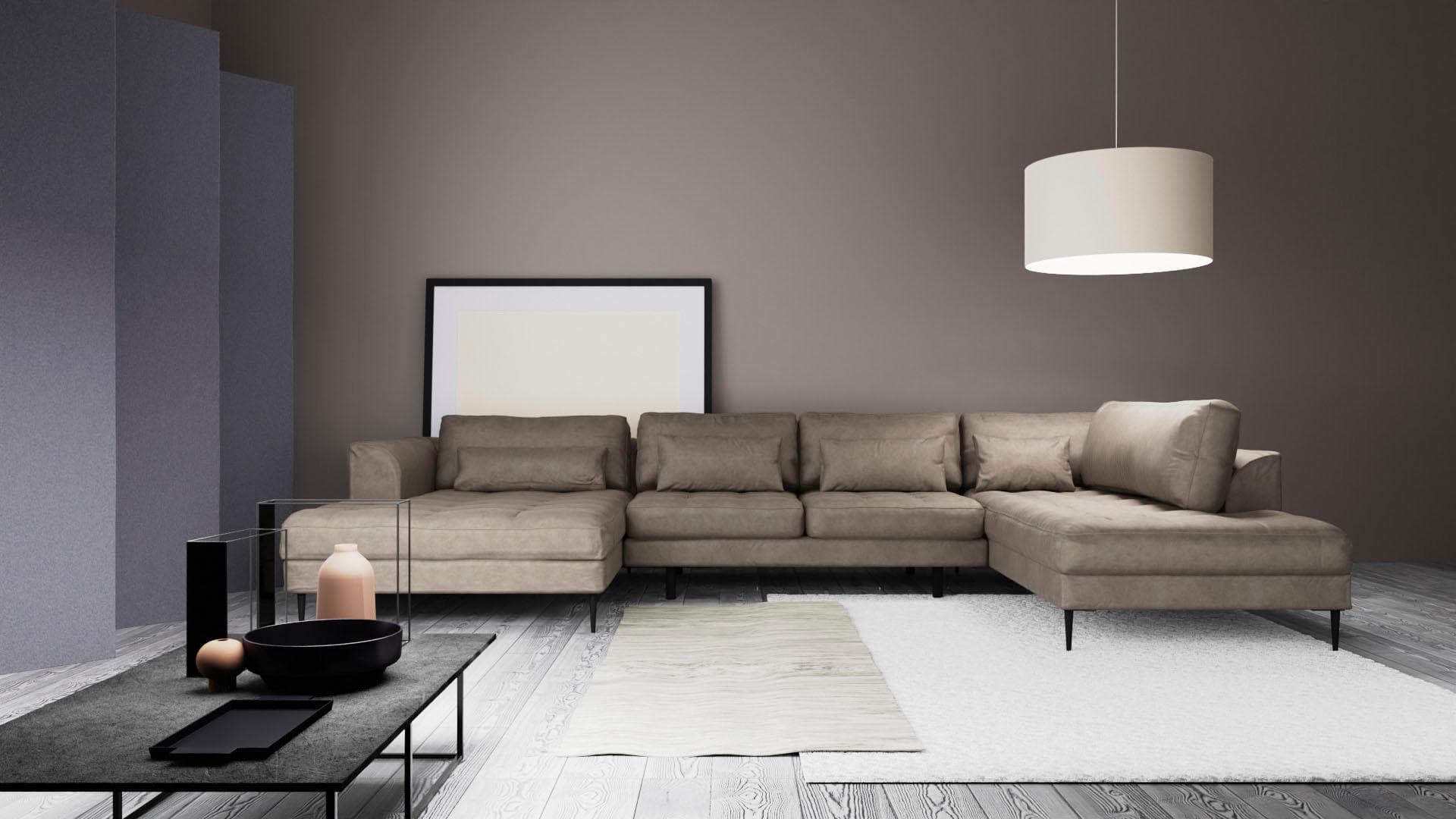 Trendmanufaktur Wohnlandschaft Luzi Designsofa Grau