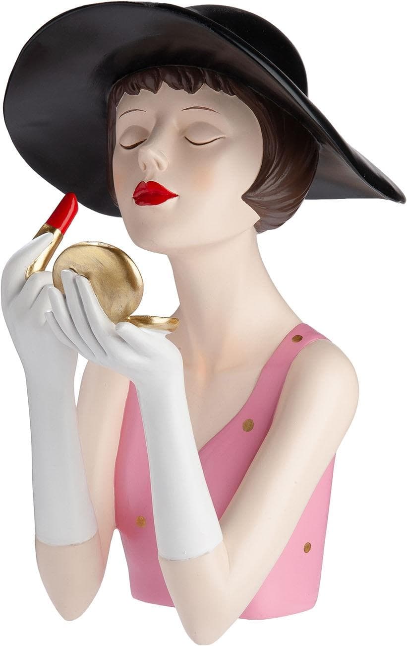 GILDE Skulptur Lady Amélie Figur Rosa Rot Kunstharz