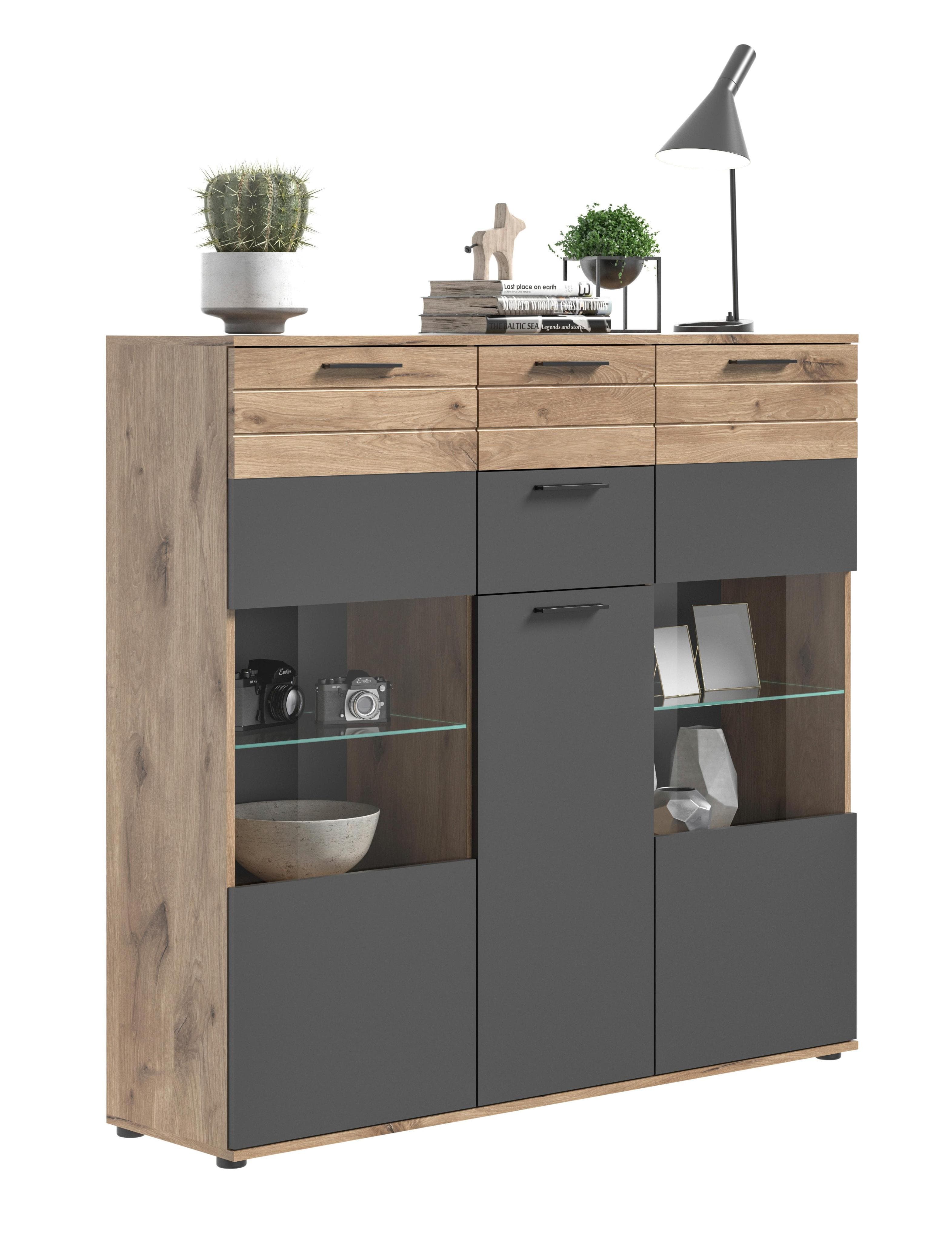 Highboard Mason Grau/Schwarz von 369192 / Mömax DE