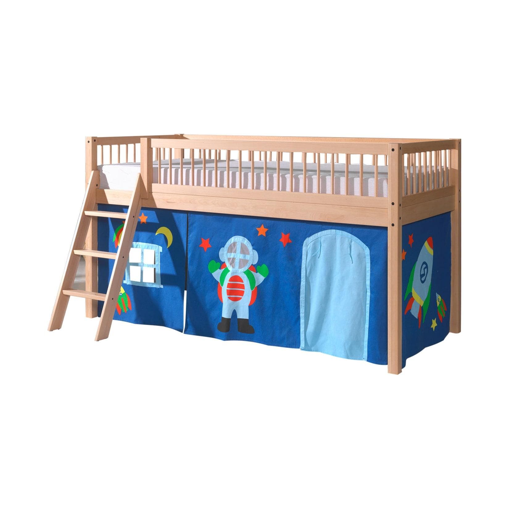 VIPACK Spielbett Forrest Buche Natur Lackiert mit Absturzschutz