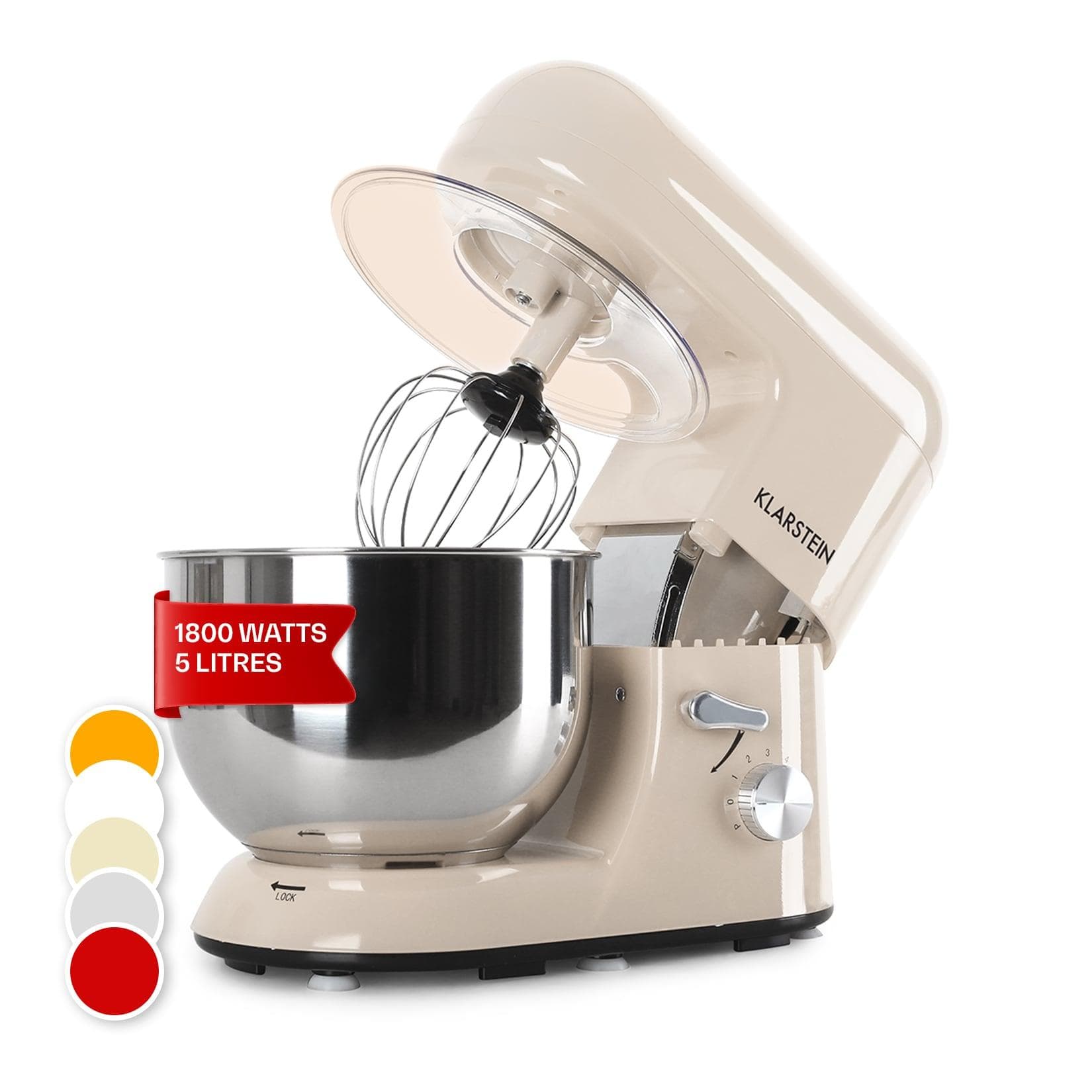 Klarstein Bella Küchenmaschine 1800W 5L Edelstahl Creme
