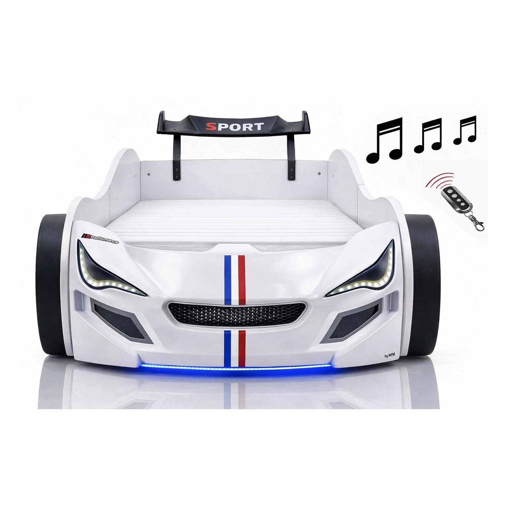 Autobett Kinder 90x200 LED Leuchte Sound Fernbedienung