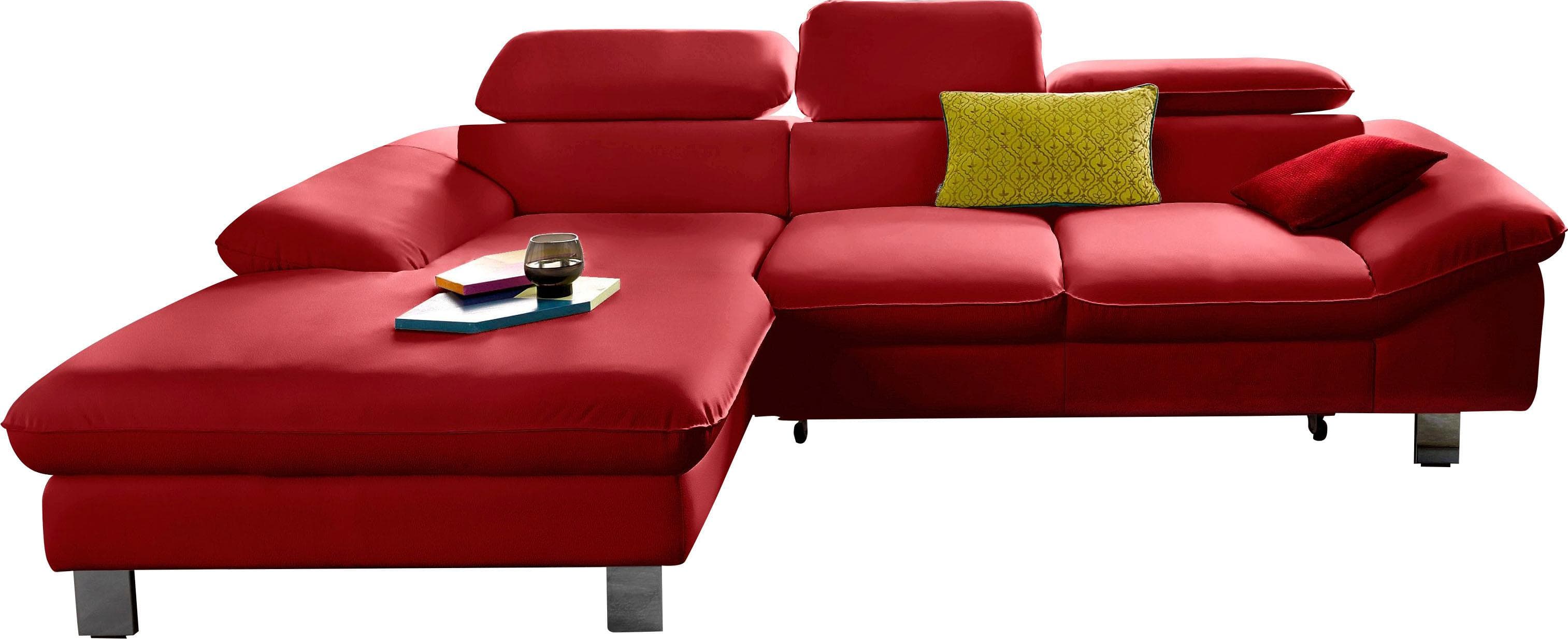COTTA Ecksofa Driver L-Form Rot mit Kopfteilverstellung