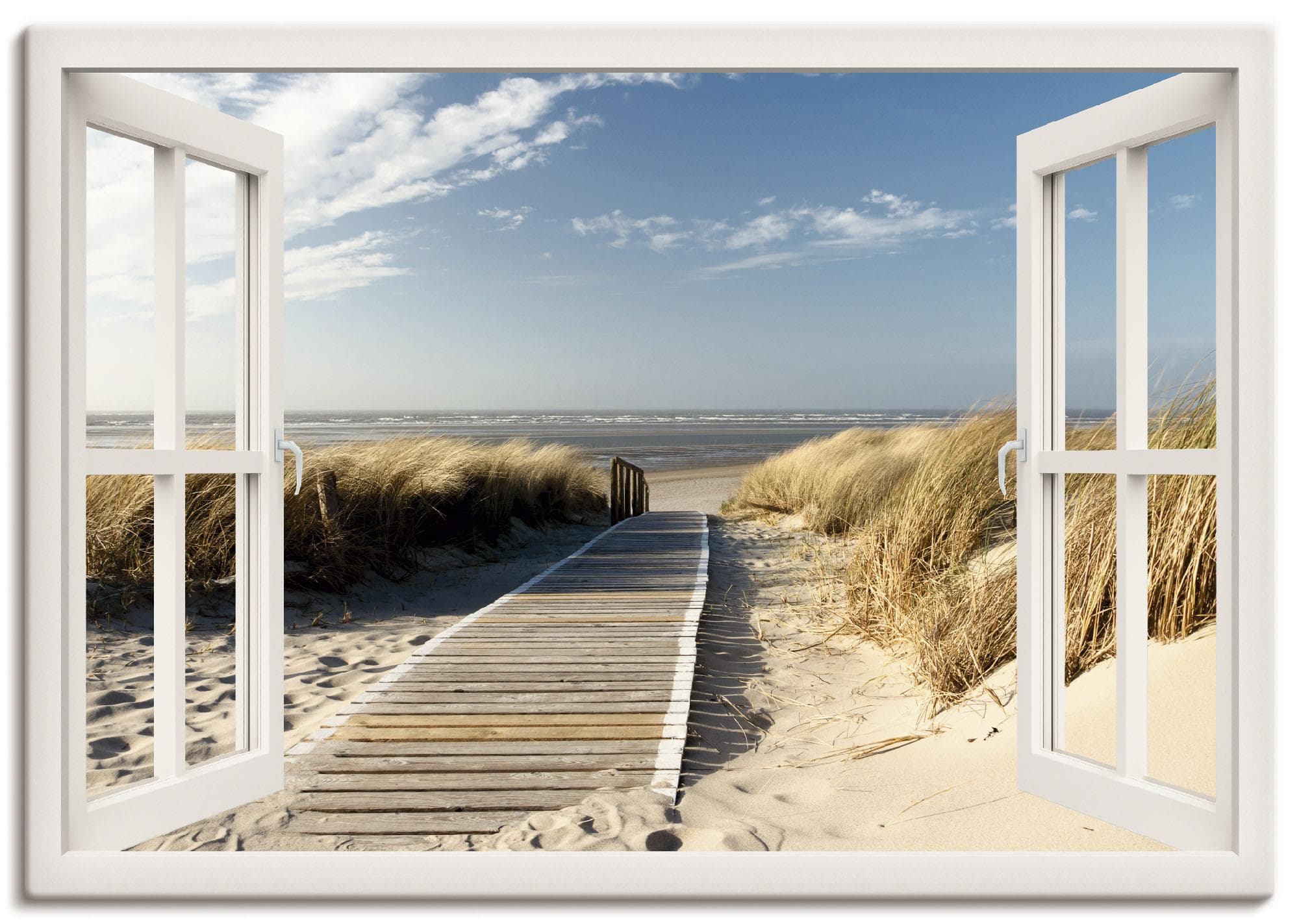 Artland Wandbild Fensterblick Nordseestrand auf Langeoog Leinwand