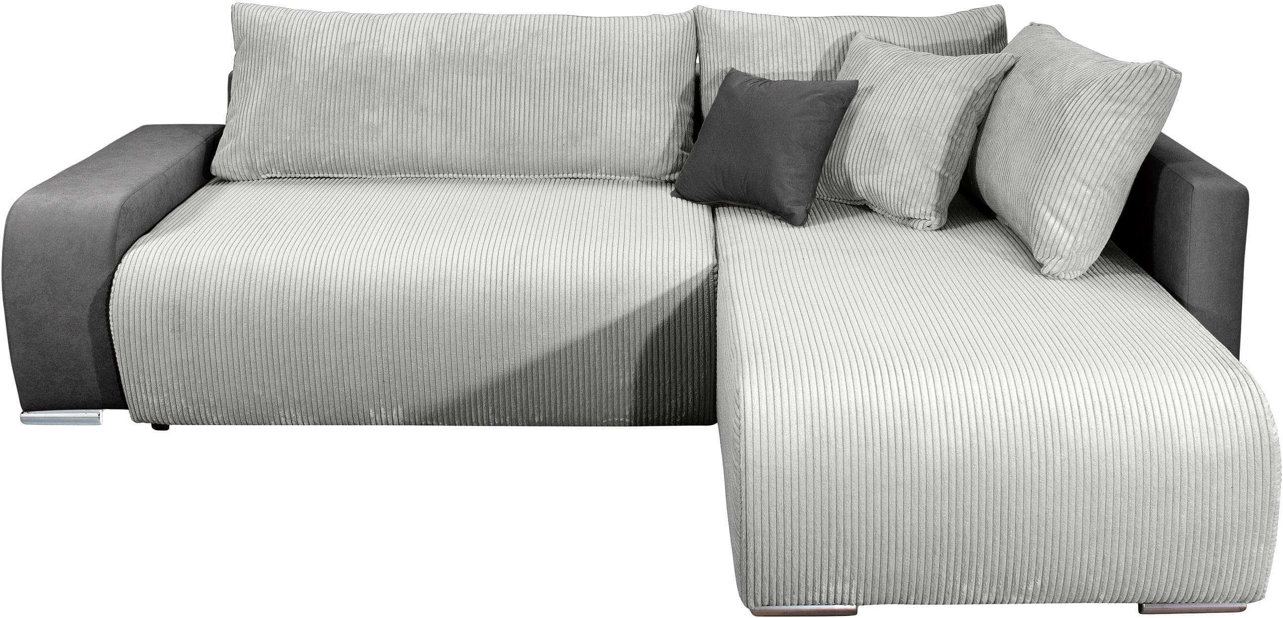 Ecksofa COLLECTION AB "Poppy" Anthrazit/Hellgrau mit Schlaffunktion