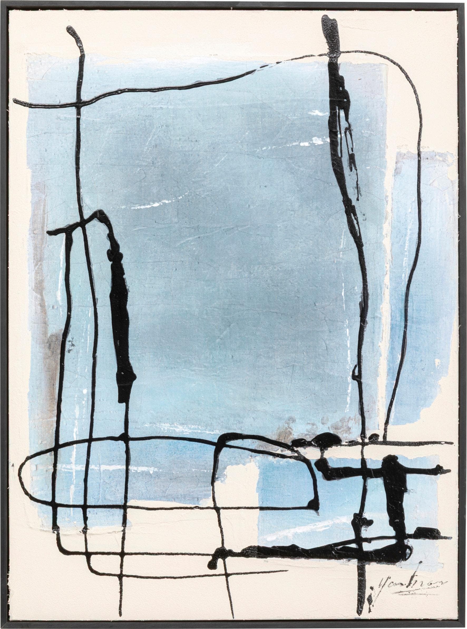 KARE DESIGN Bild mit Rahmen Blau Handgemalt