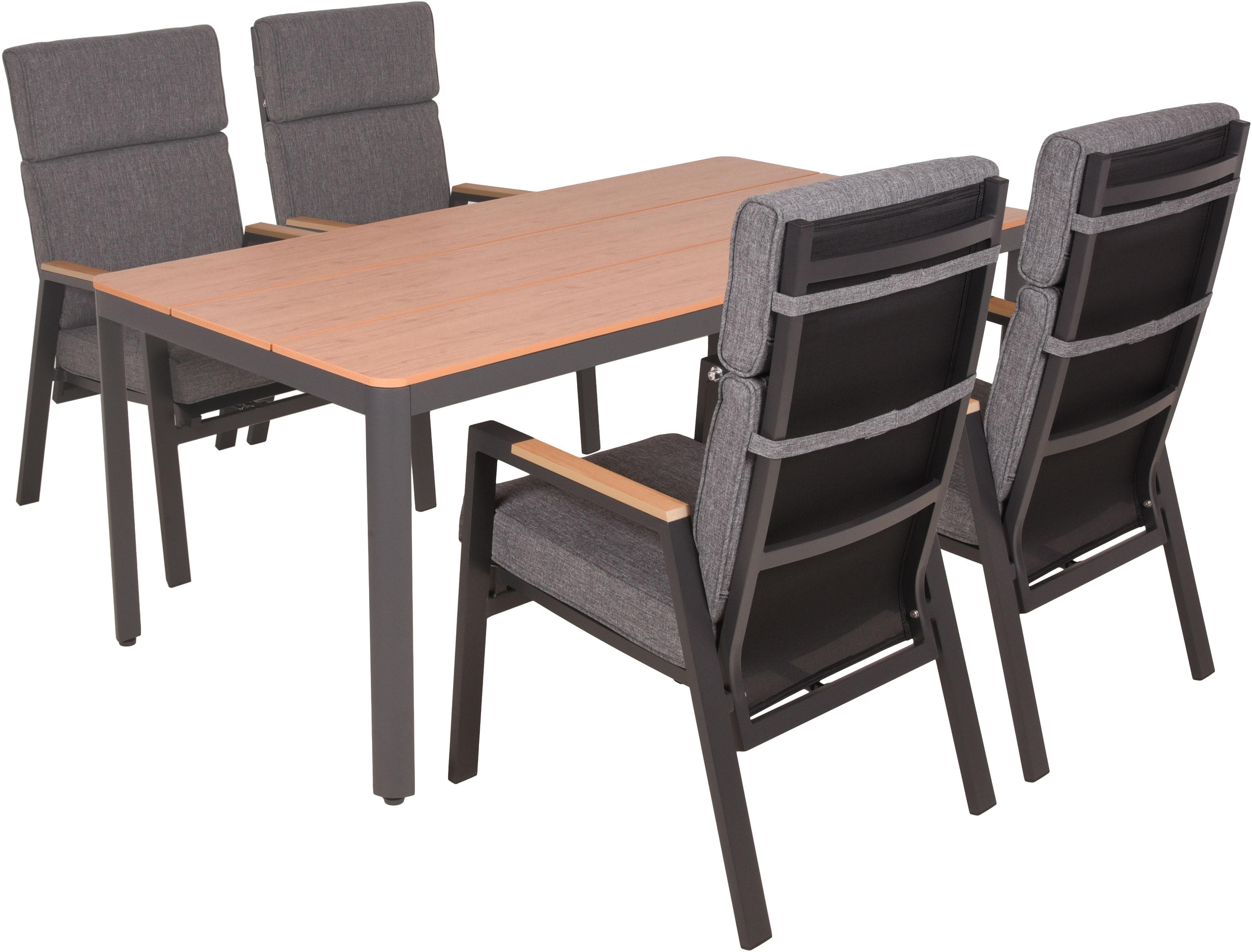 Garden Pleasure Garten-Essgruppe BARLETTA 5-tlg. Schwarz Aluminium