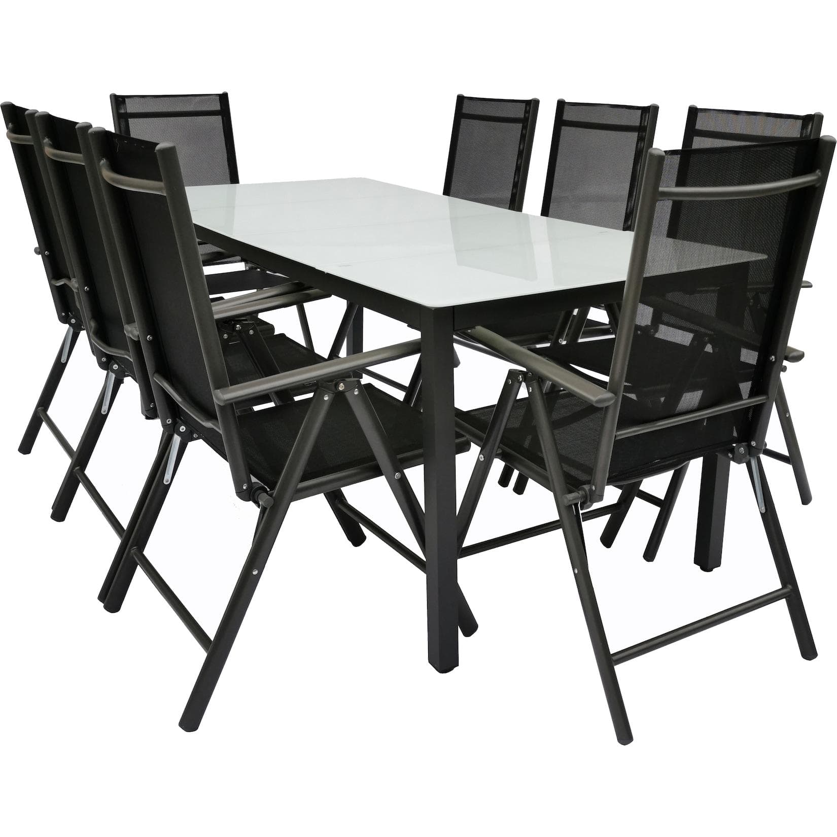 VCM 9-tlg. Gartenmöbel-Set Tisch & 8 Stühle Anthrazit Aluminium