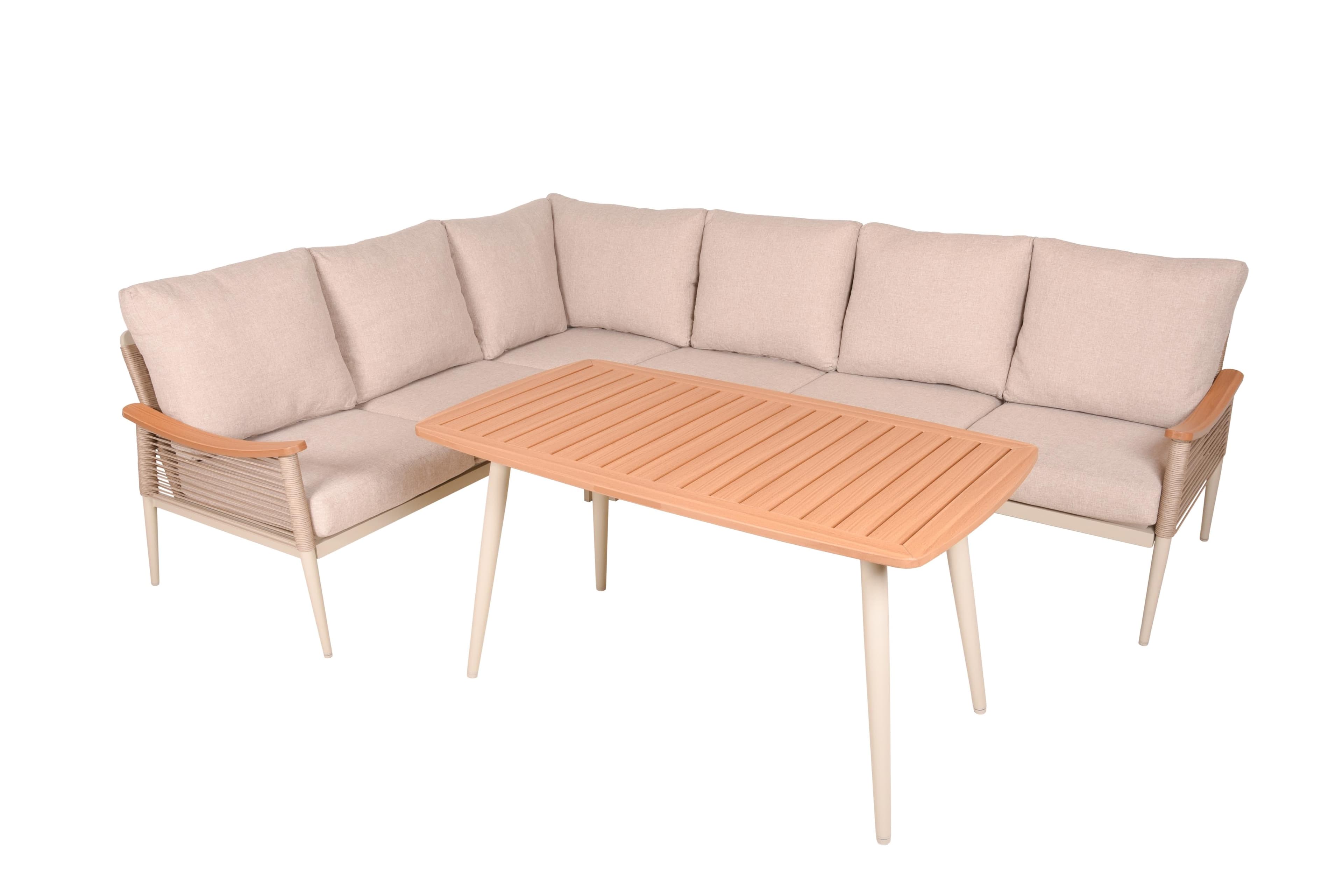Garden Pleasure Gartenlounge-Set Tulum 5-tlg. Aluminium Beige/Braun