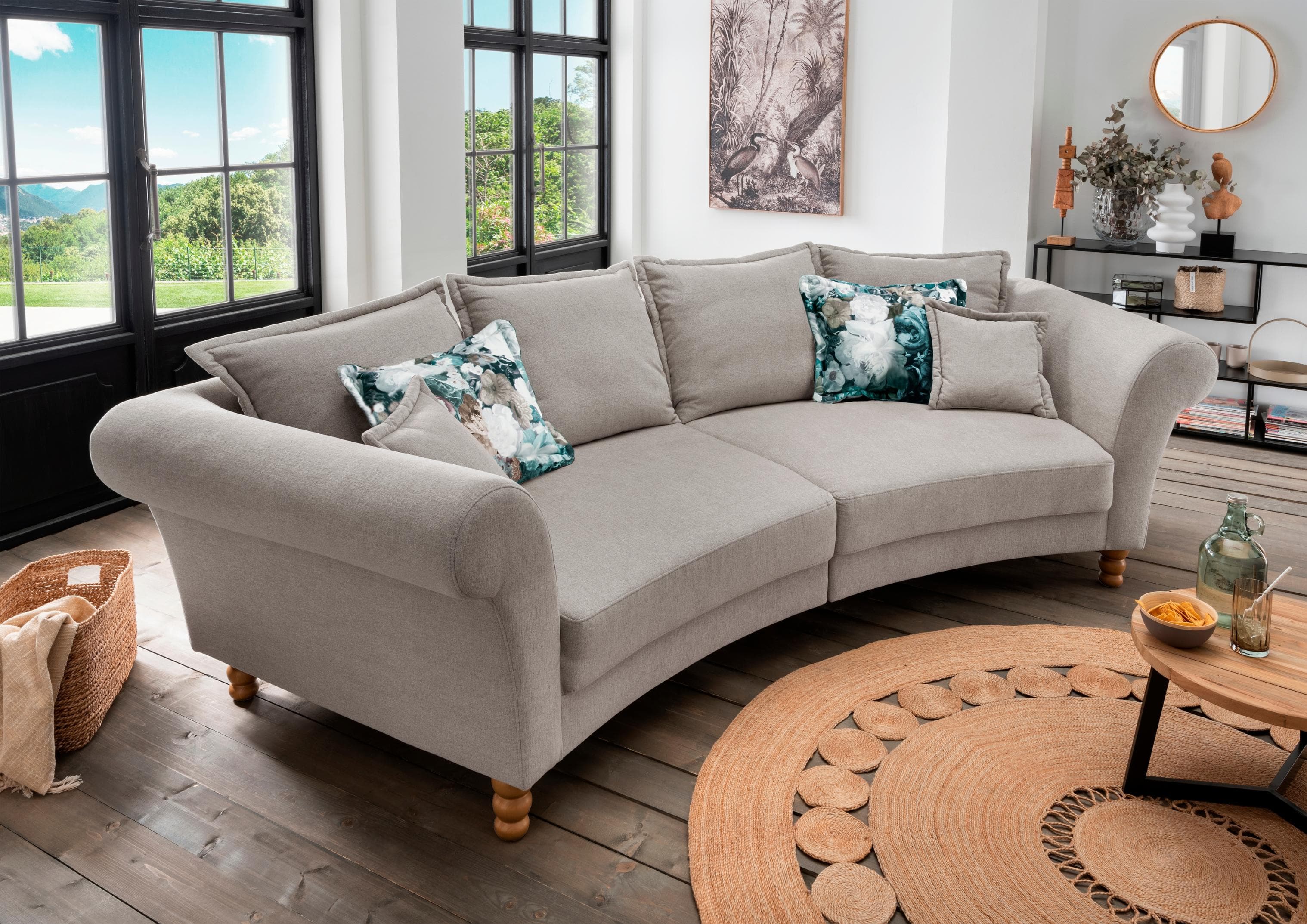 Home Affaire Big-Sofa Tassilo Grau Geschwungen 350cm