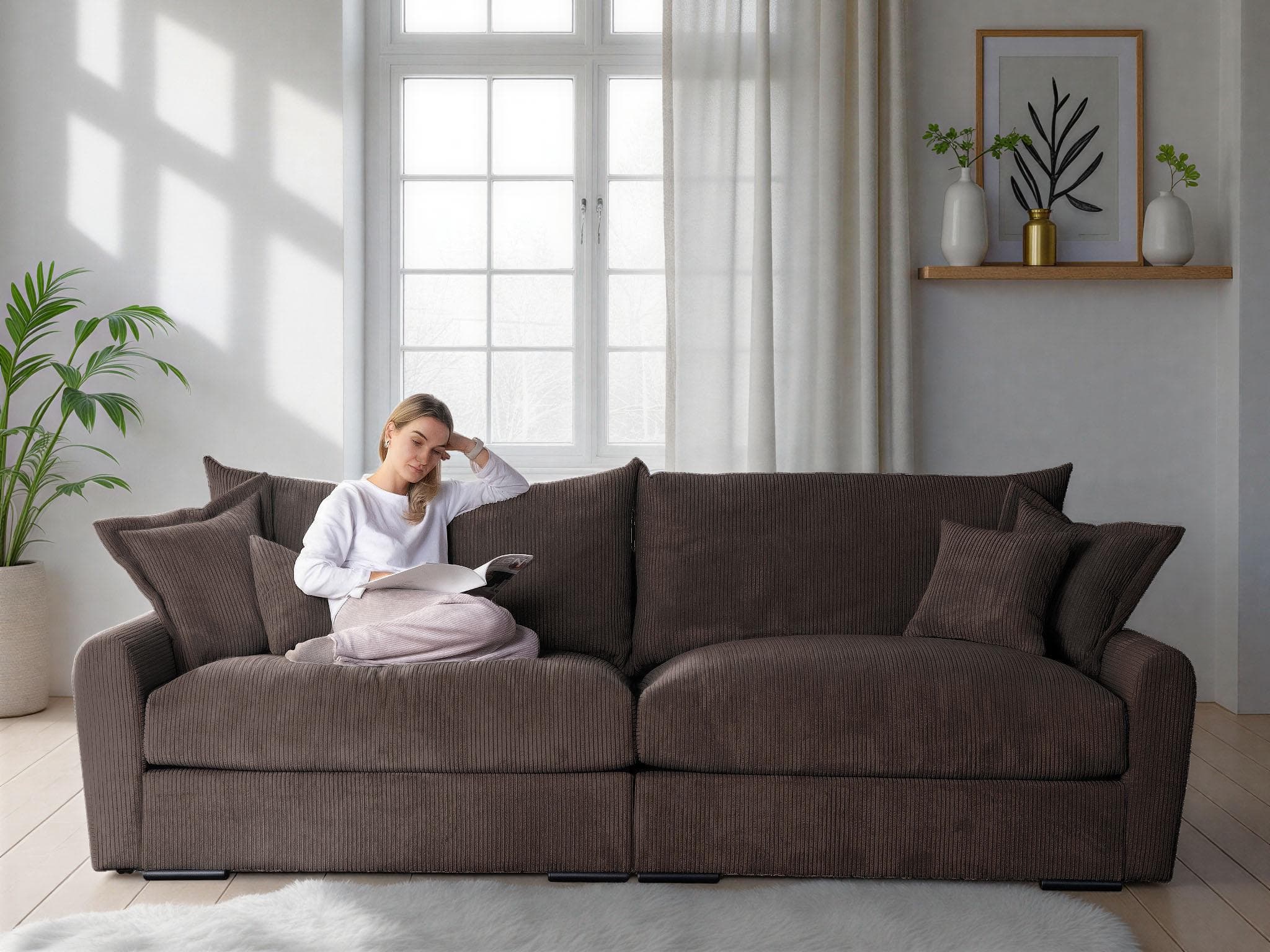 Big-Sofa HOME AFFAIRE "Finka" Cord Dunkelbraun