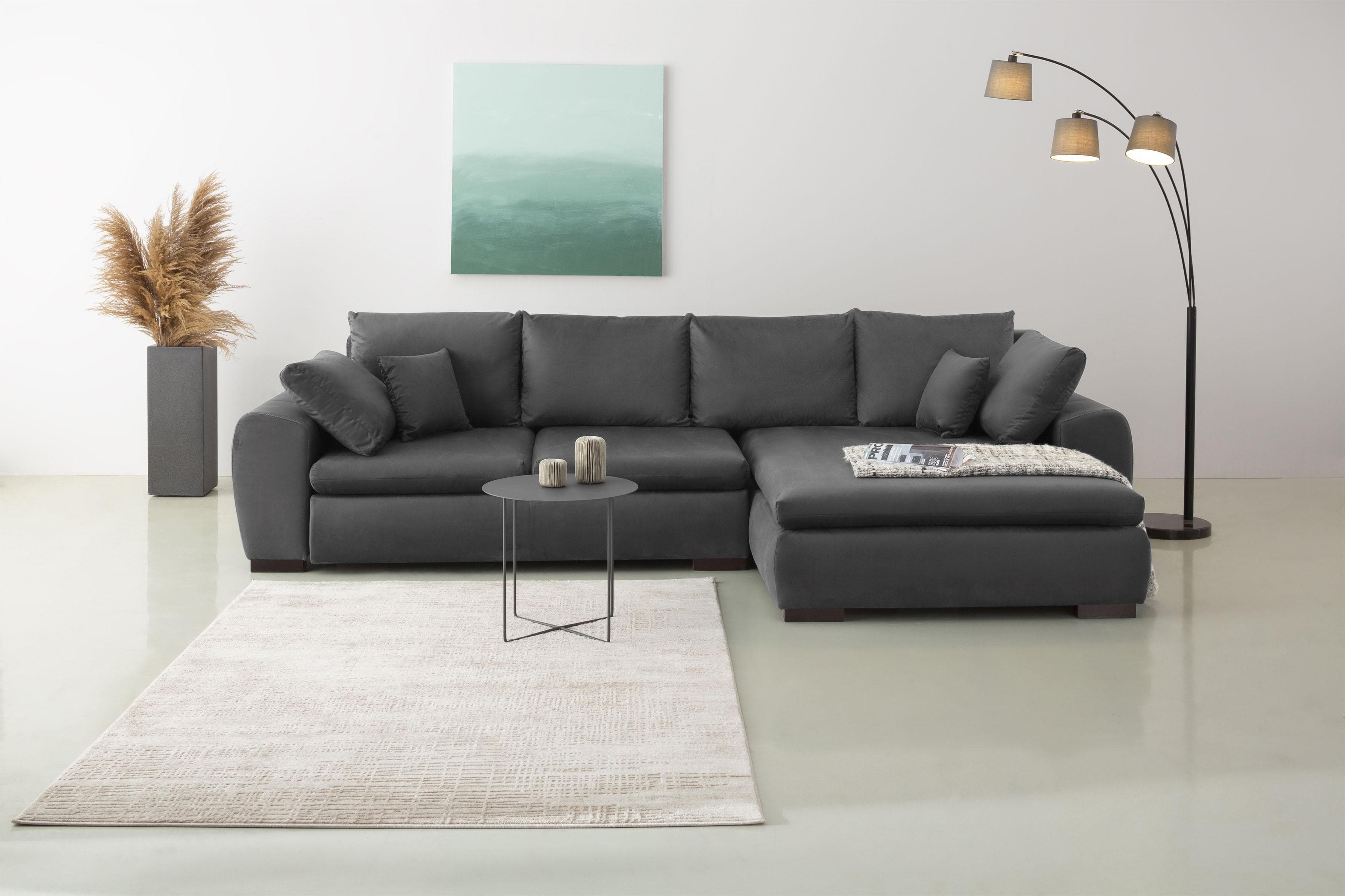 Home Affaire Ecksofa Cara Mia L-Form Anthrazit Microfaser