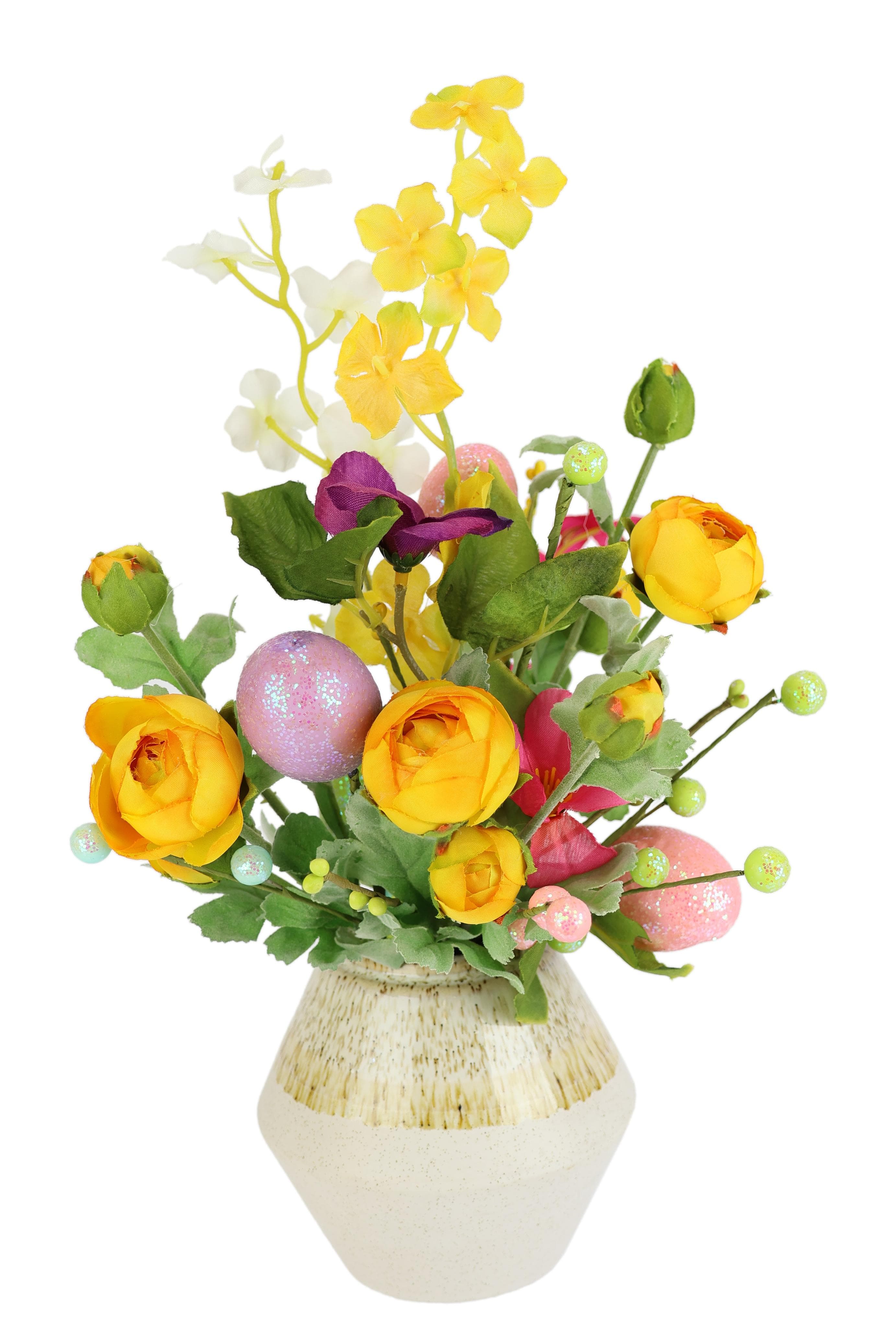 I.GE.A. Kunstblume Mixed-Arrangement mit Ei in Keramikvase Bunt