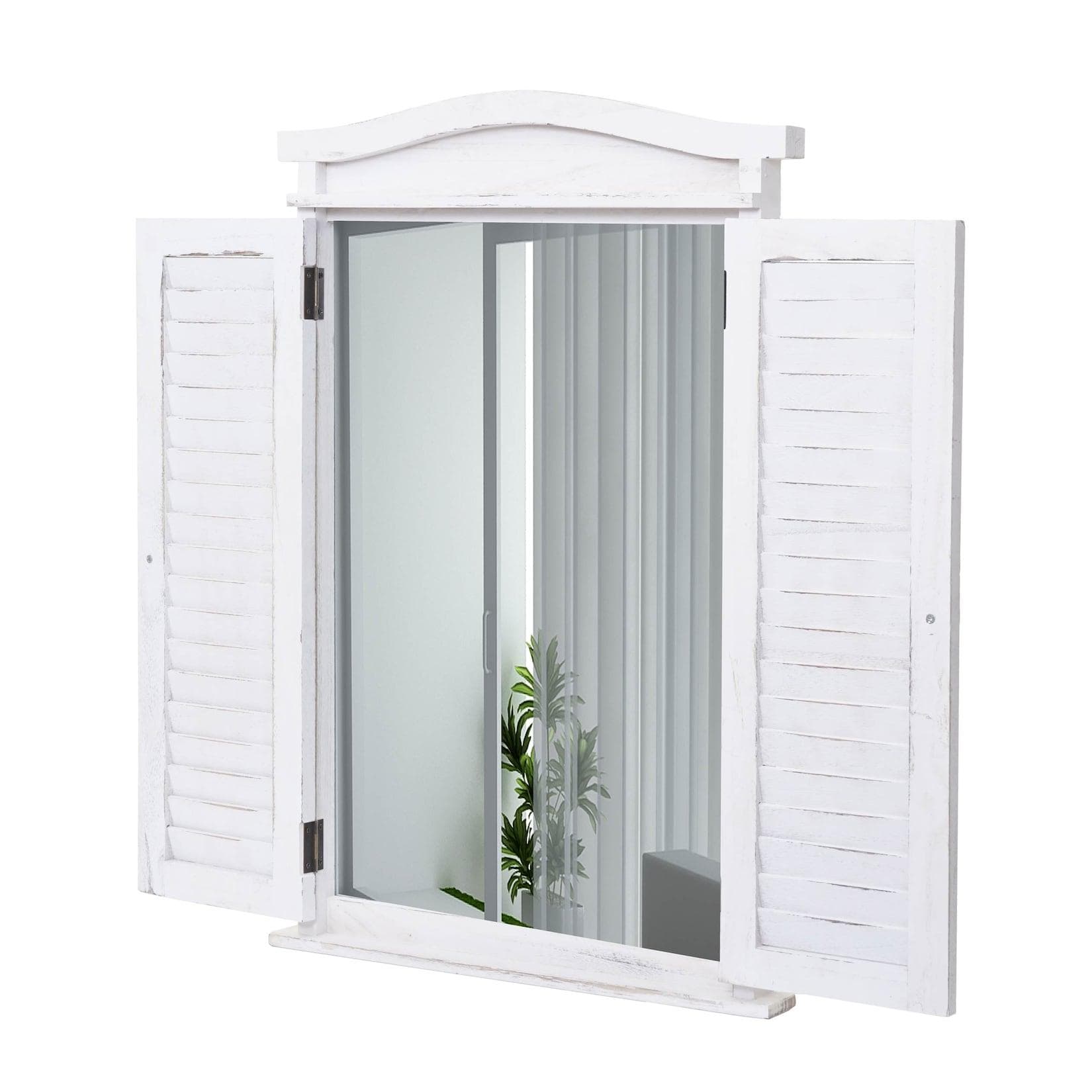 MCW Wandspiegel Badspiegel mit Fensterläden Shabby Weiß