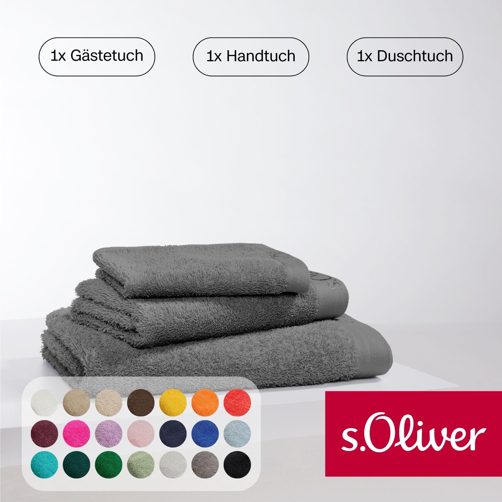 s.Oliver Handtuch-Set Grau 3-tlg. 600 g/m² Walkfrottier Baumwolle