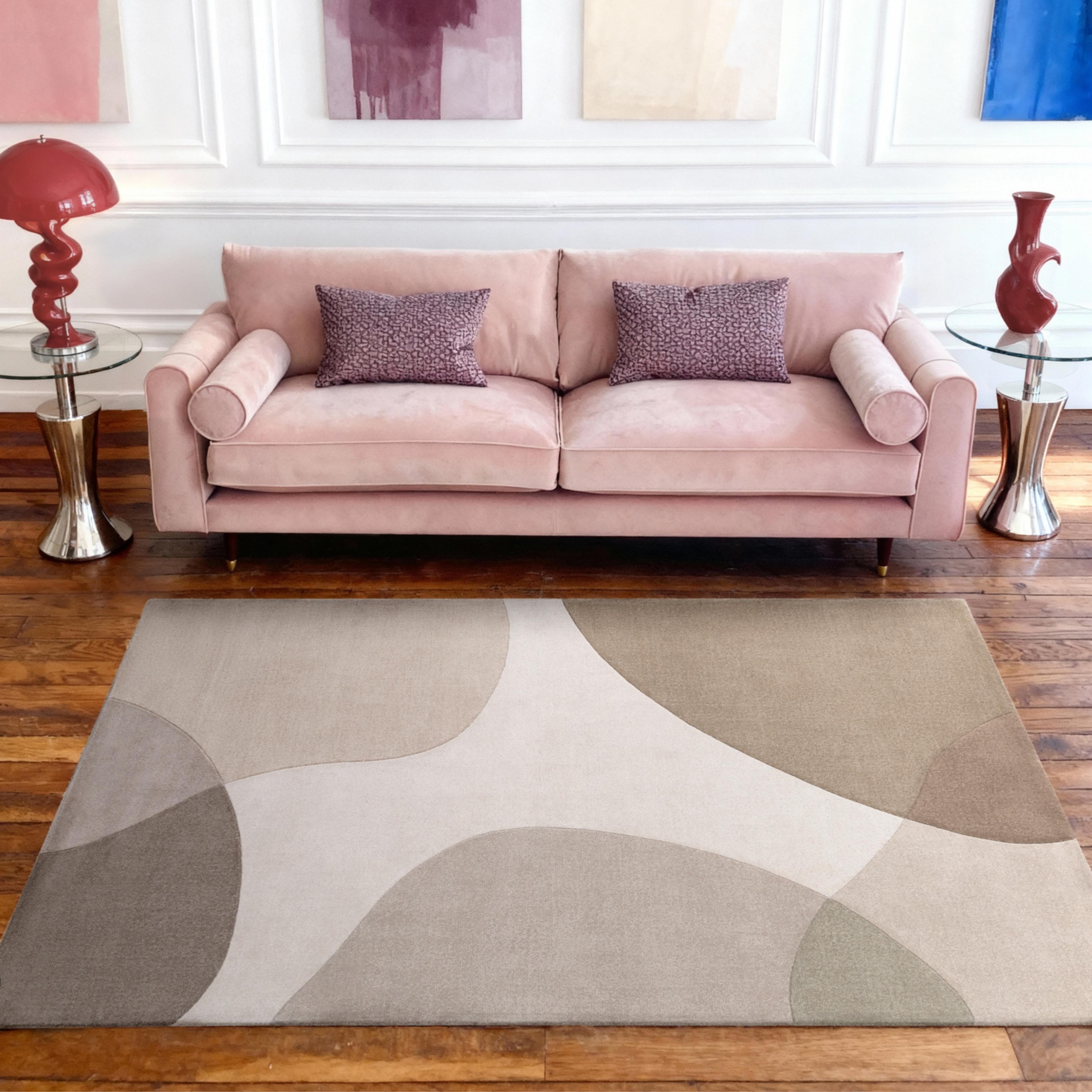 TED BAKER Wollteppich Clarissa Grau Beige Modern Geometrisch