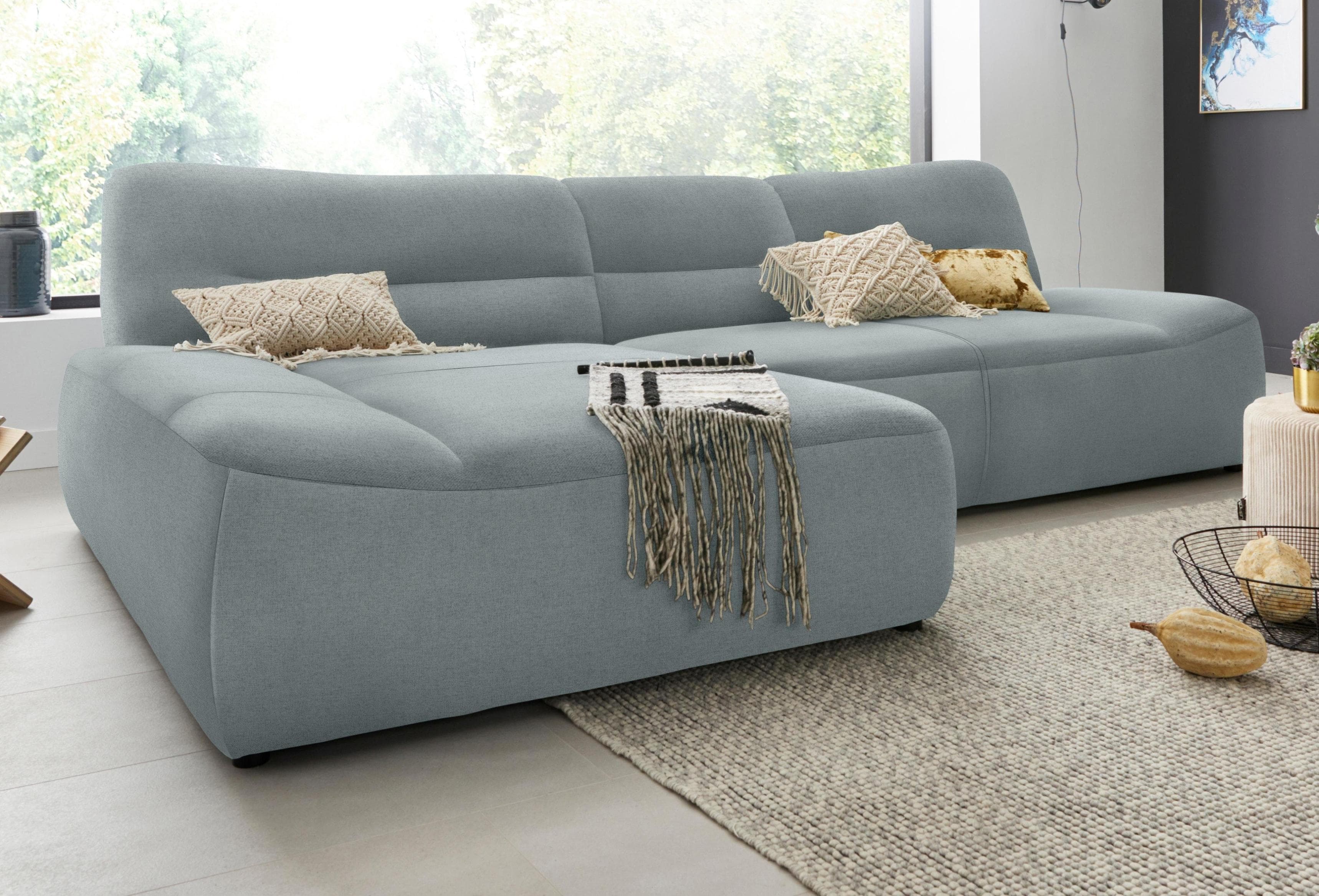 DOMO COLLECTION Ecksofa Cesena L-Form Mintgrün mit Recamiere